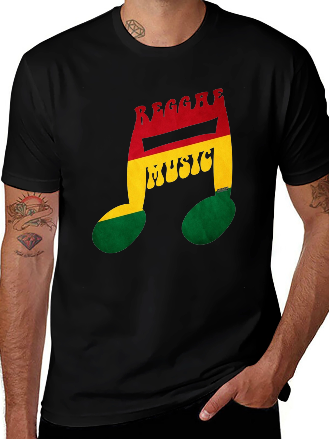 Variant 13 of Reggae Music Note Black T-Shirt