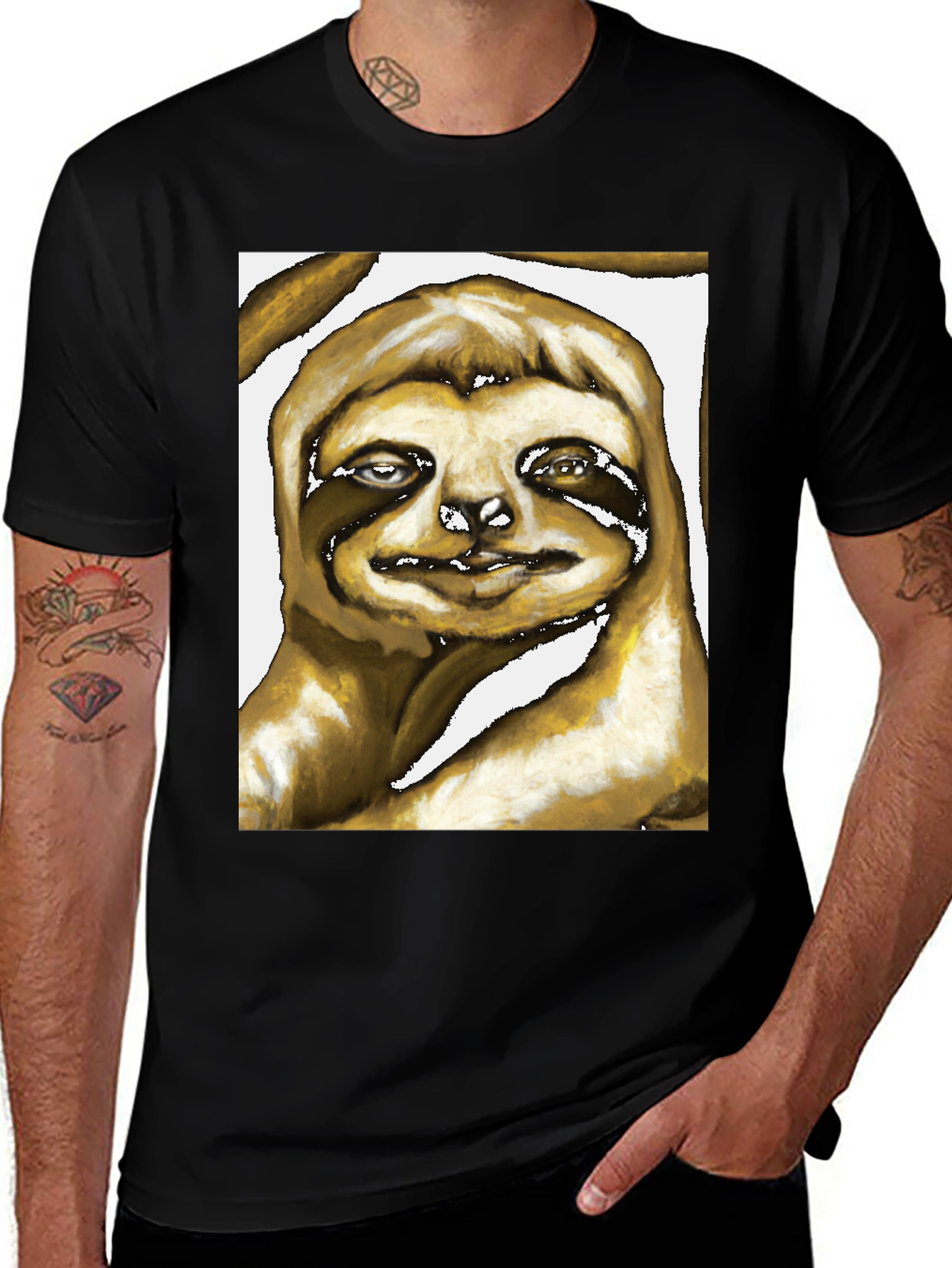Variant 6 of Sloth Art Graphic Print Tee