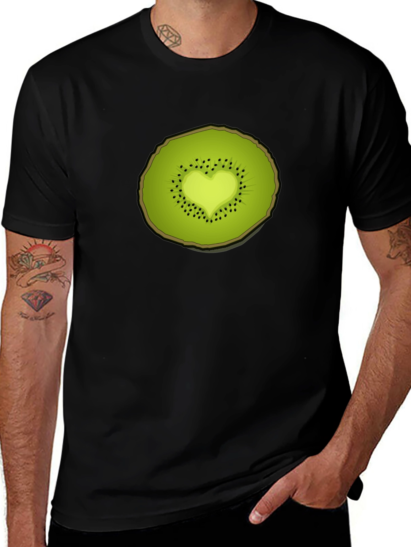 Variant 12 of Kiwi Heart Graphic Tee - Unique Fruit Design