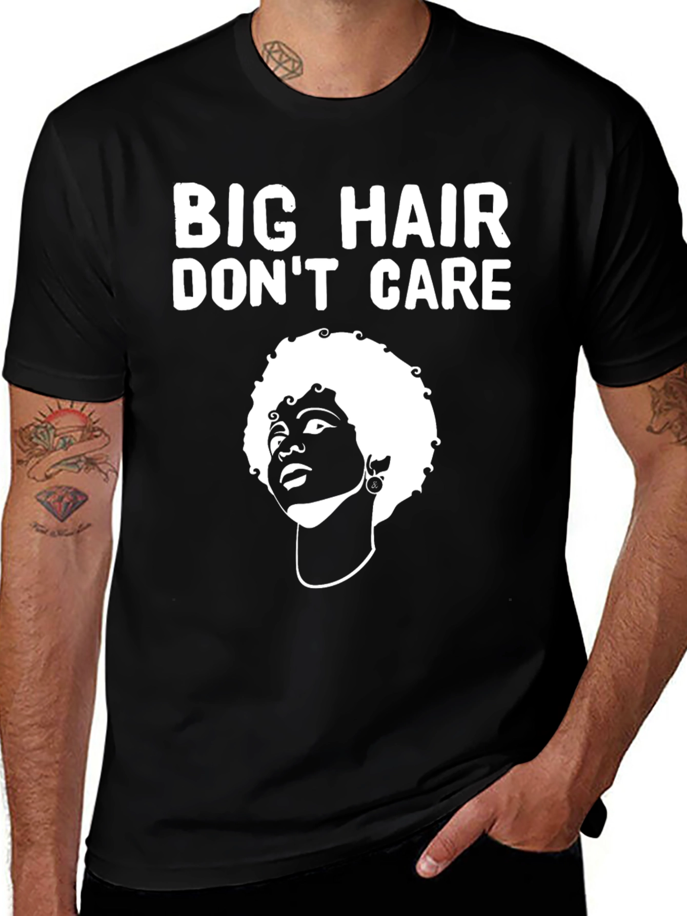 Big Hair Don't Care Graphic Tee - Unisex Black T-Shirt
