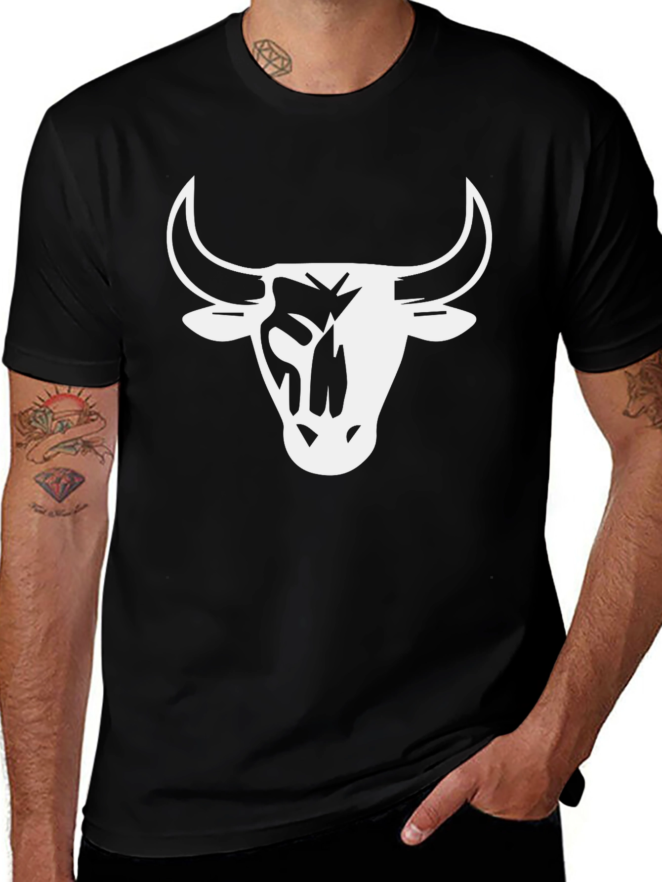 Variant 14 of Black Bull Head Graphic Tee - Men's Casual T-Shirt