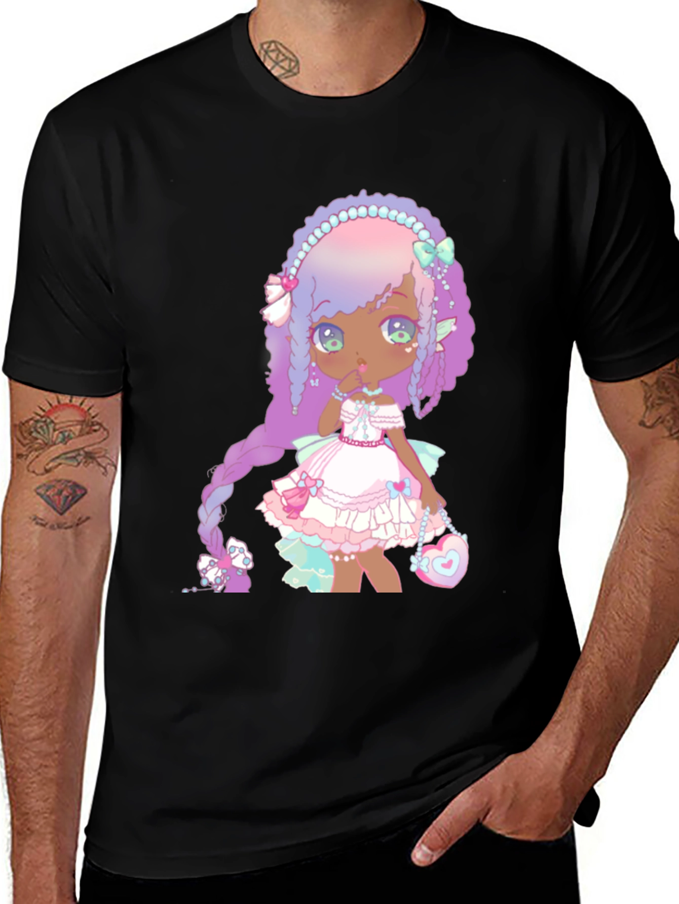 Variant 24 of Anime Girl Graphic Black T-Shirt