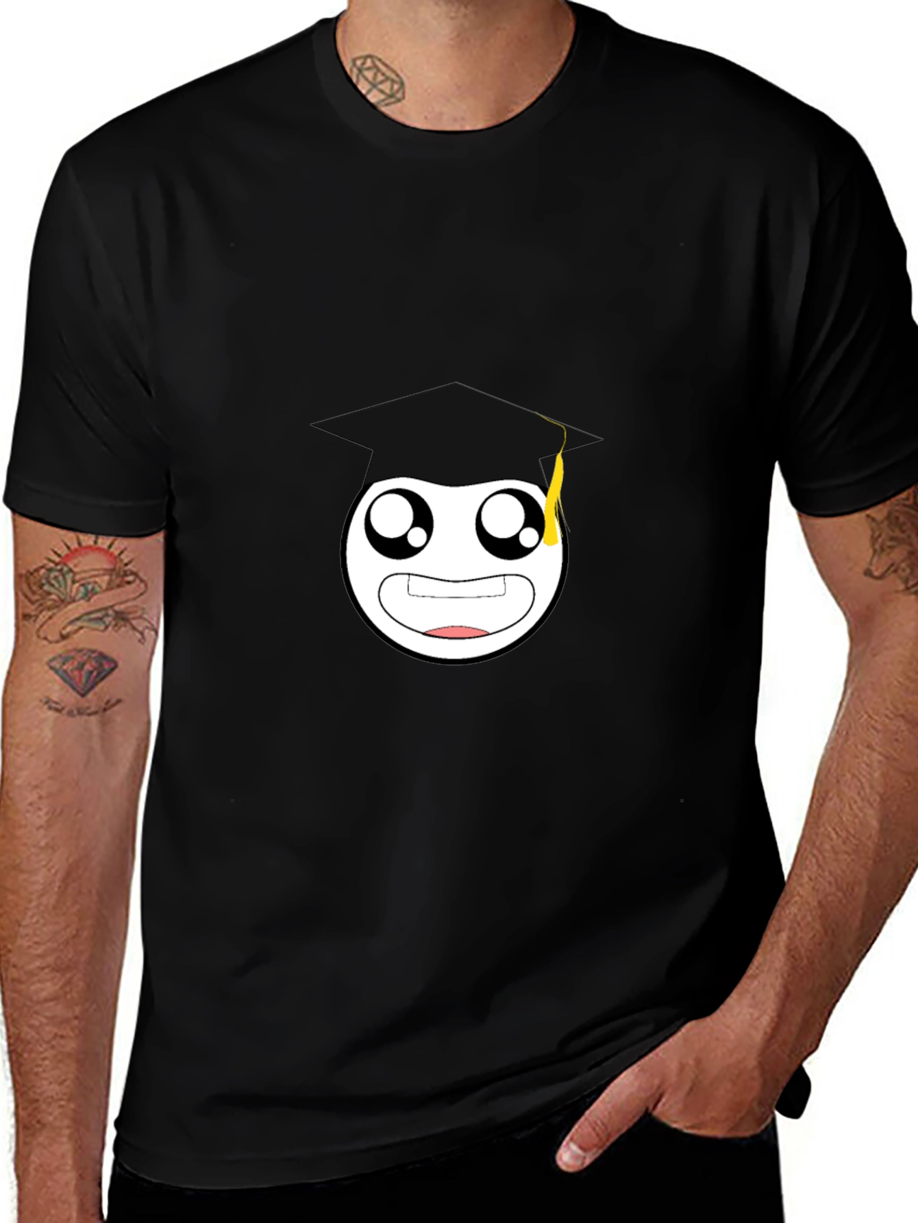 Variant 9 of Graduation Emoji Black T-Shirt - Unisex