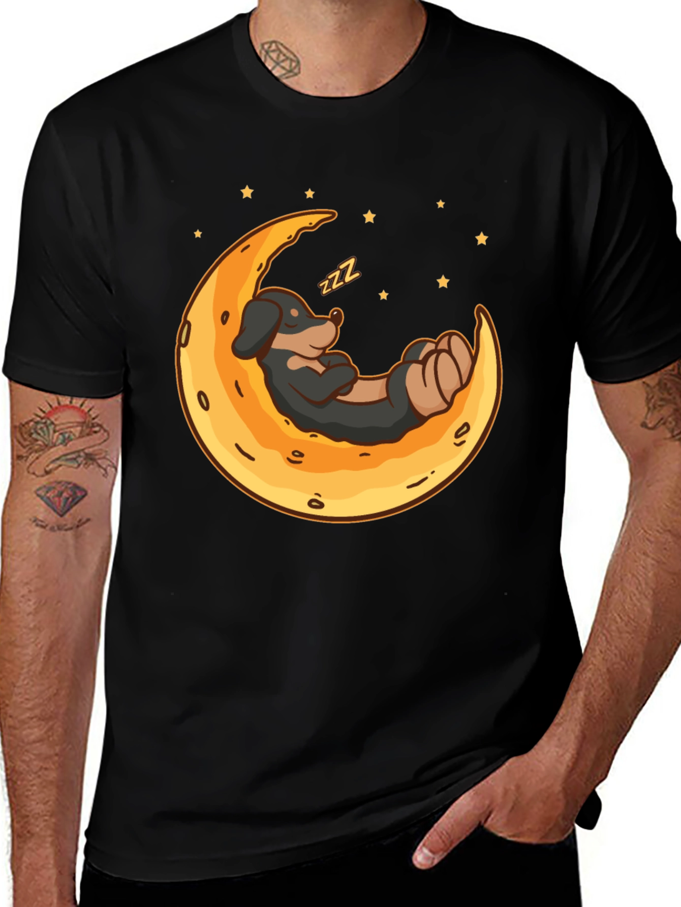 Variant 13 of Sleeping Dachshund Moon T-Shirt