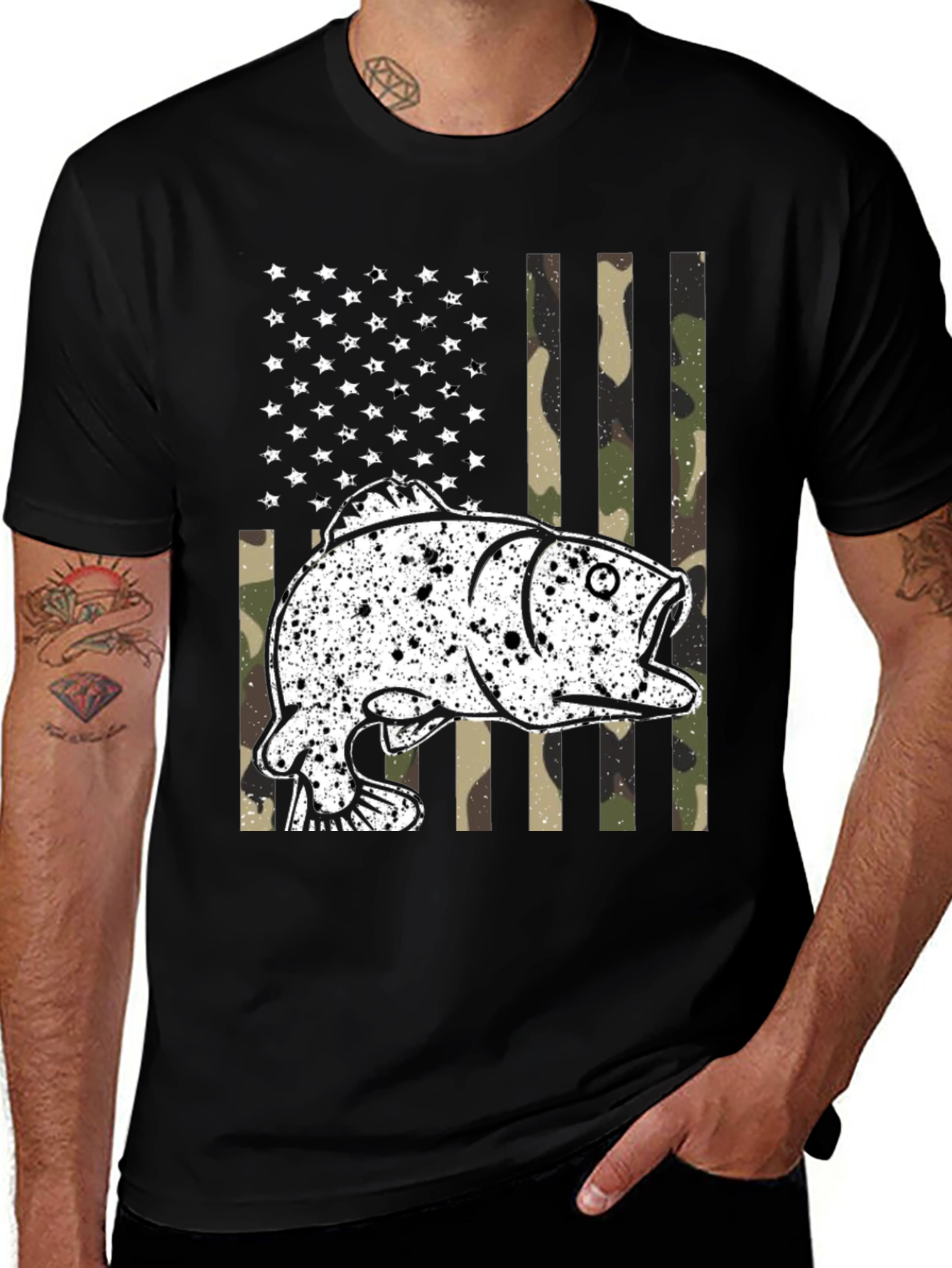 Variant 4 of American Flag Fish Camo Graphic T-Shirt