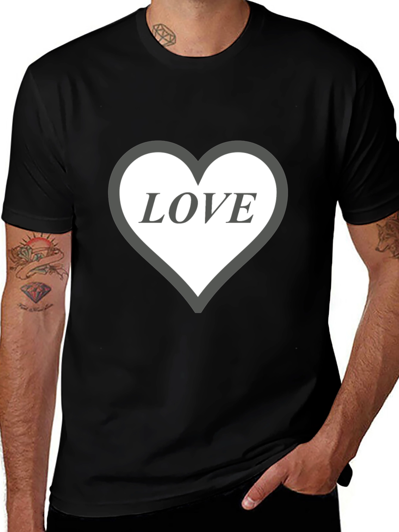 Variant 16 of Love Heart Graphic Black T-Shirt