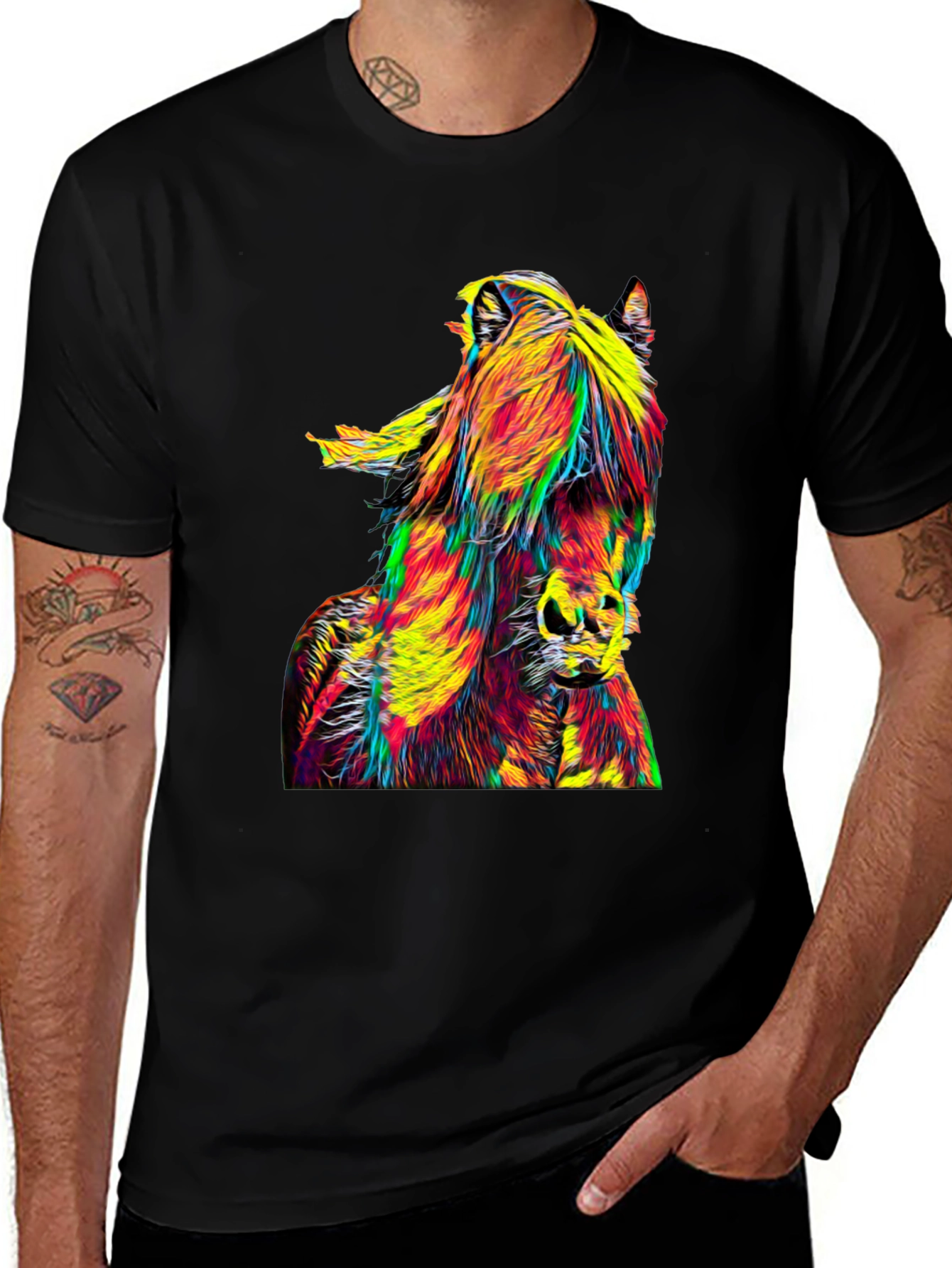 Variant 10 of Vibrant Horse Graphic Tee - Bold Animal Print