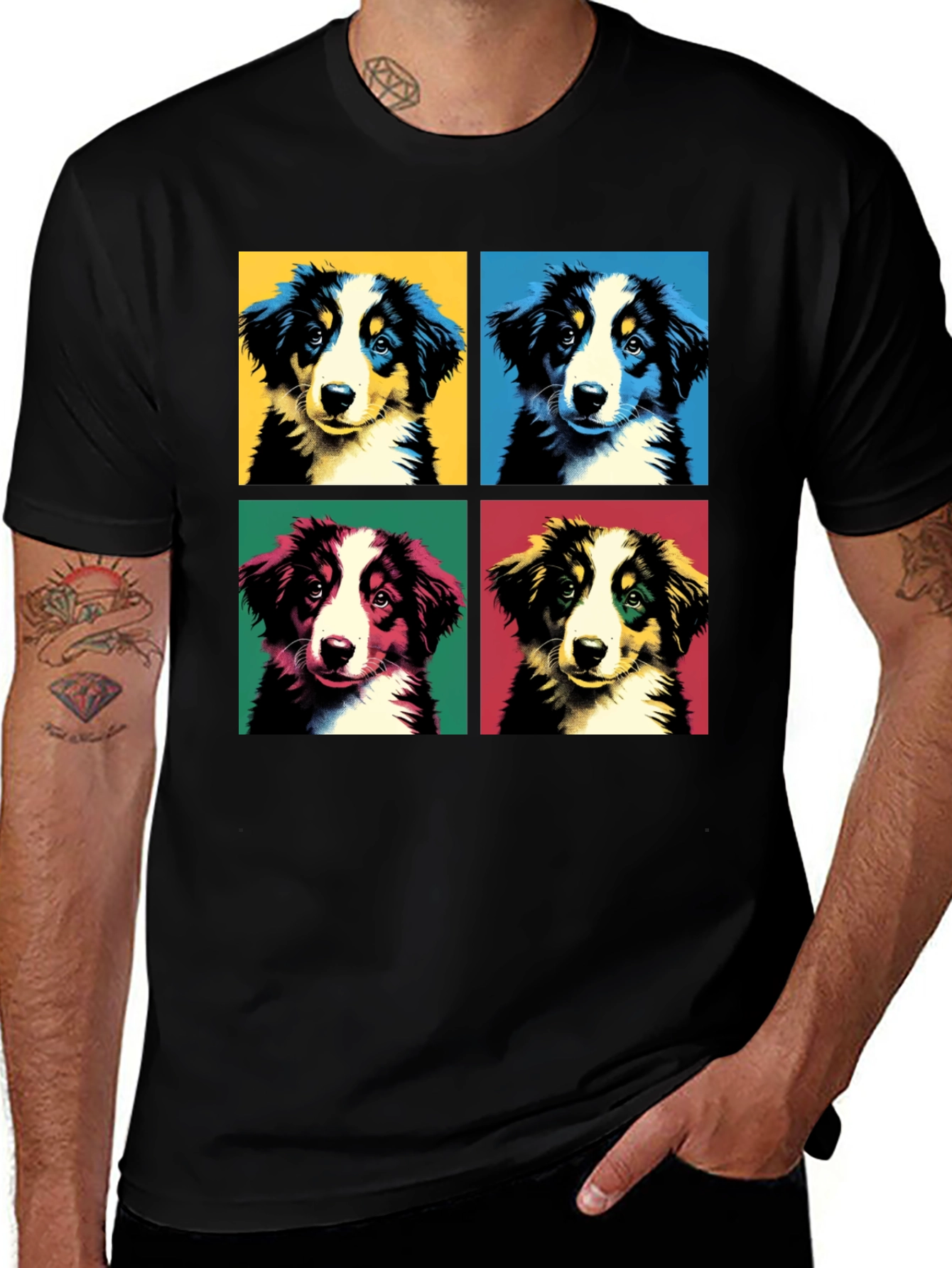 Variant 25 of Pop Art Puppy T-Shirt - Graphic Dog Tee