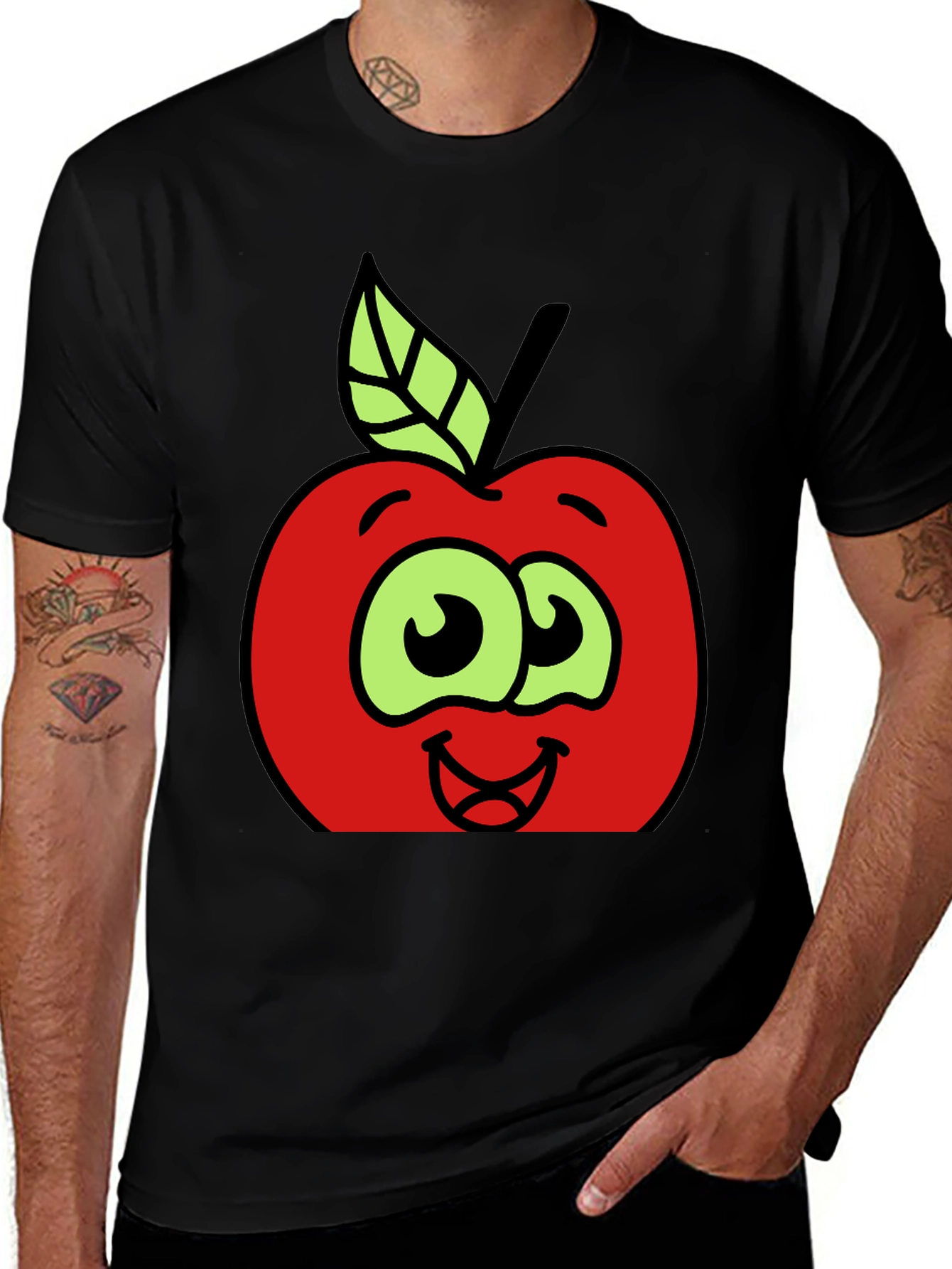 Variant 19 of Cartoon Apple Graphic Tee - Fun & Playful Design