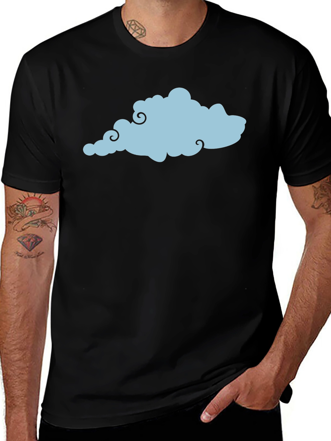 Variant 16 of Cloud Graphic Black T-Shirt, Soft Cotton Tee