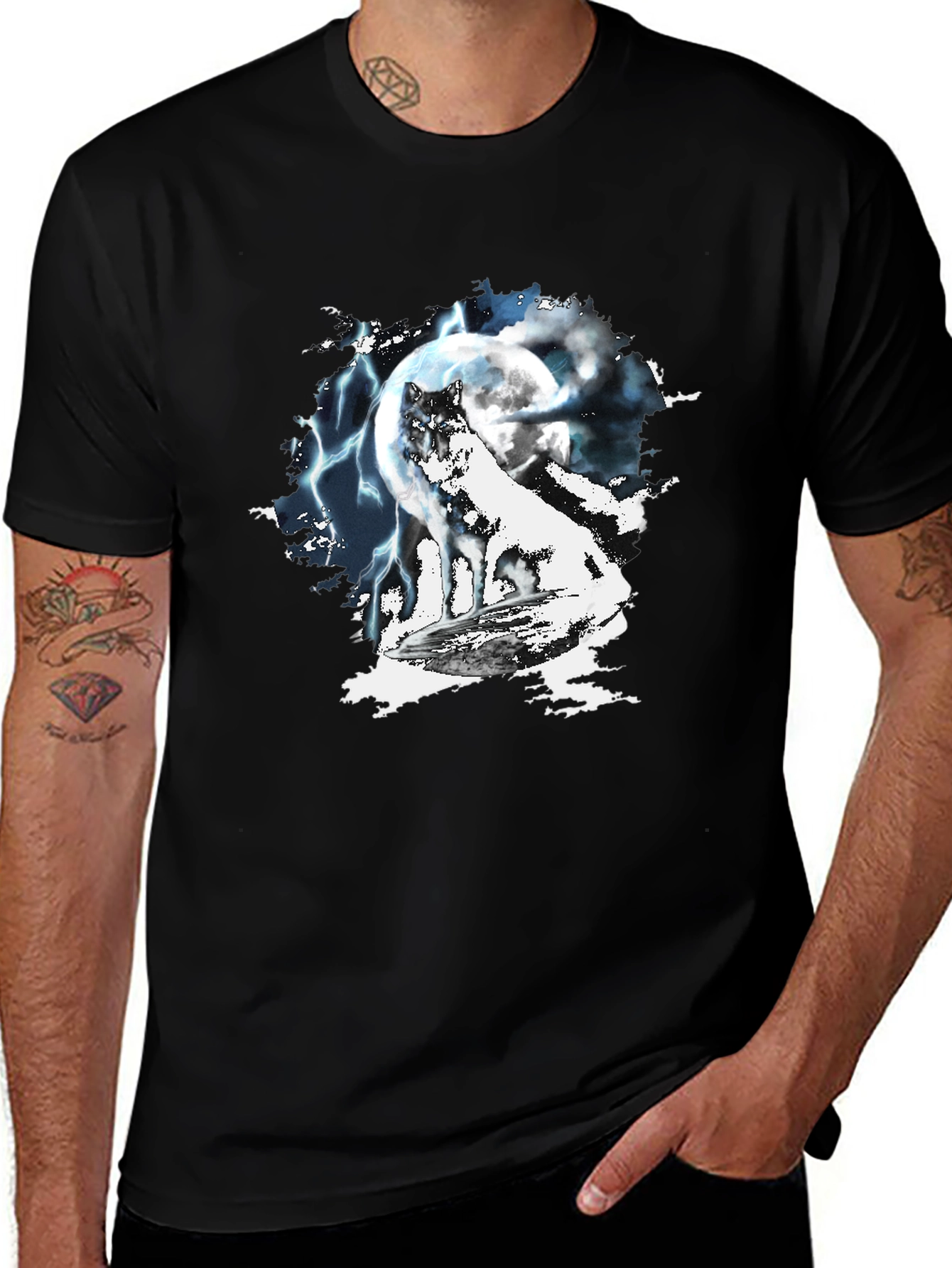 Variant 19 of Wolf Moon Lightning Graphic T-Shirt