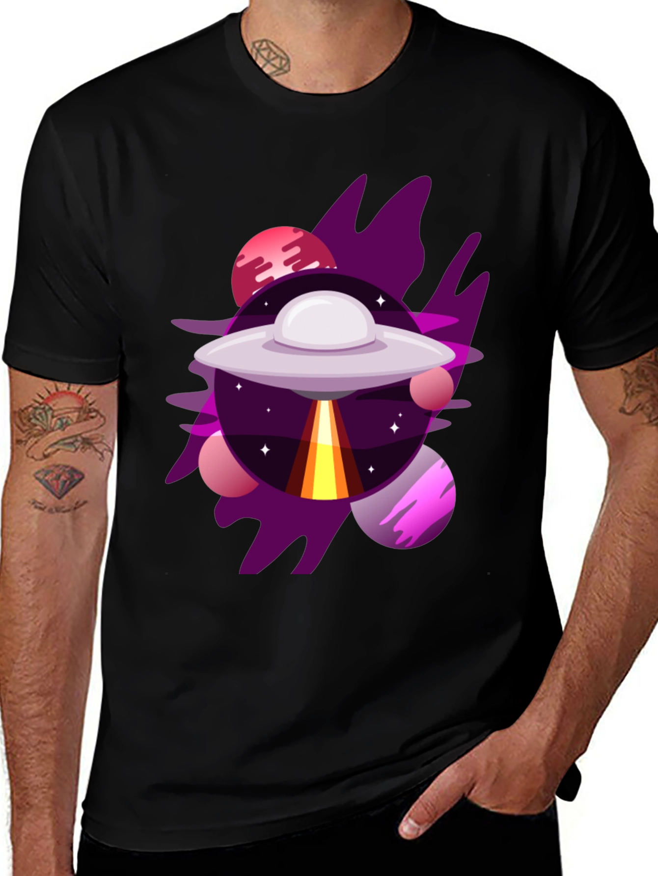 Cosmic UFO Graphic Tee - Galaxy Adventure Shirt