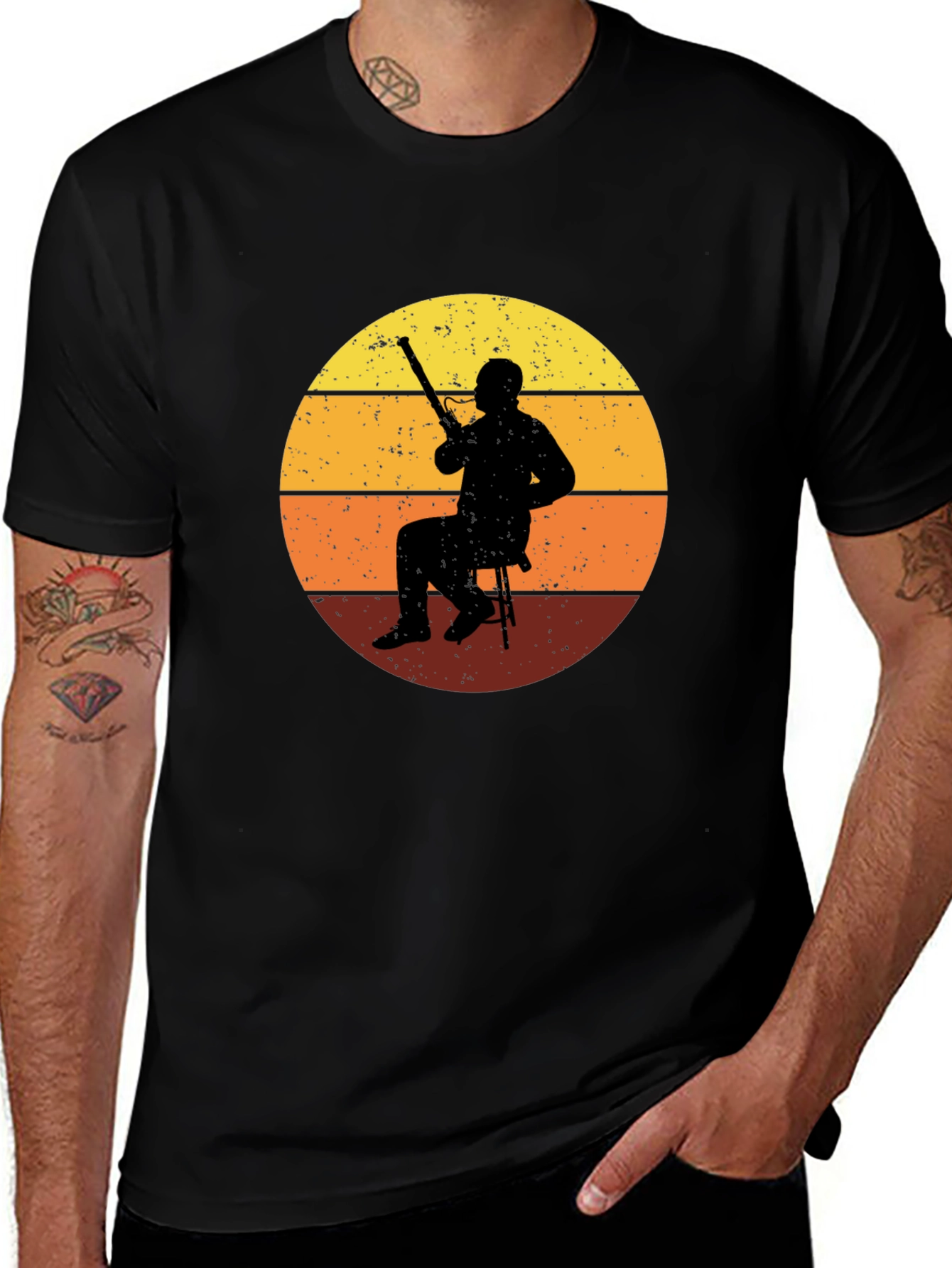 Bassoon Player Retro Sunset Graphic Tee