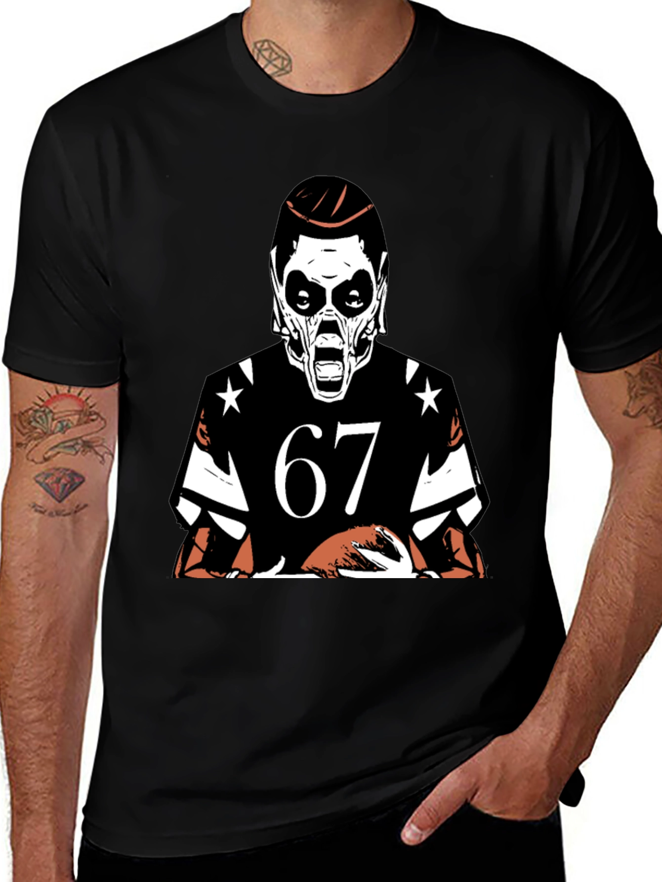 Variant 3 of Grim Reaper Football Tee - Number 67 Graphic Shirt