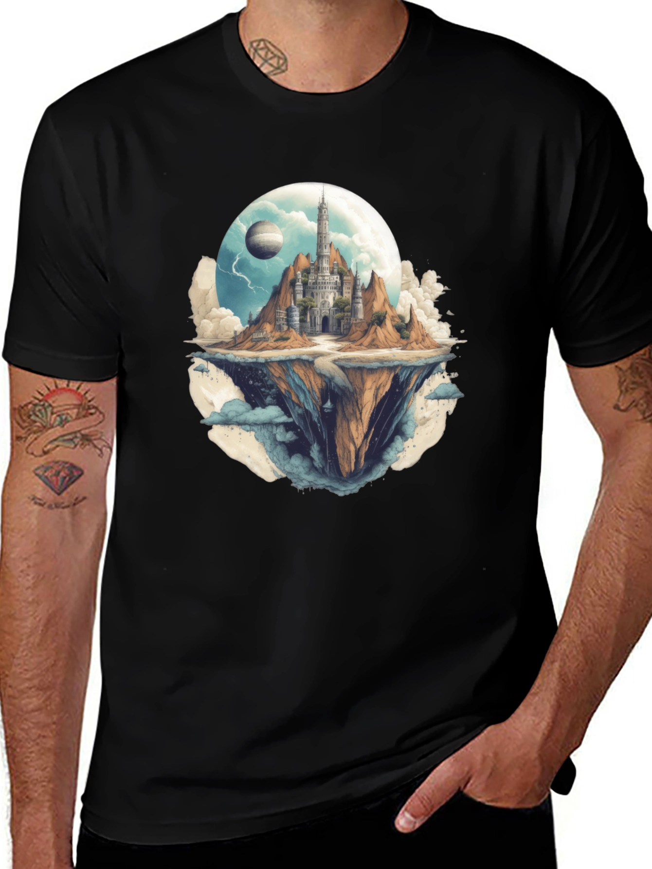 Variant 11 of Fantasy Floating Island Castle Graphic Tee