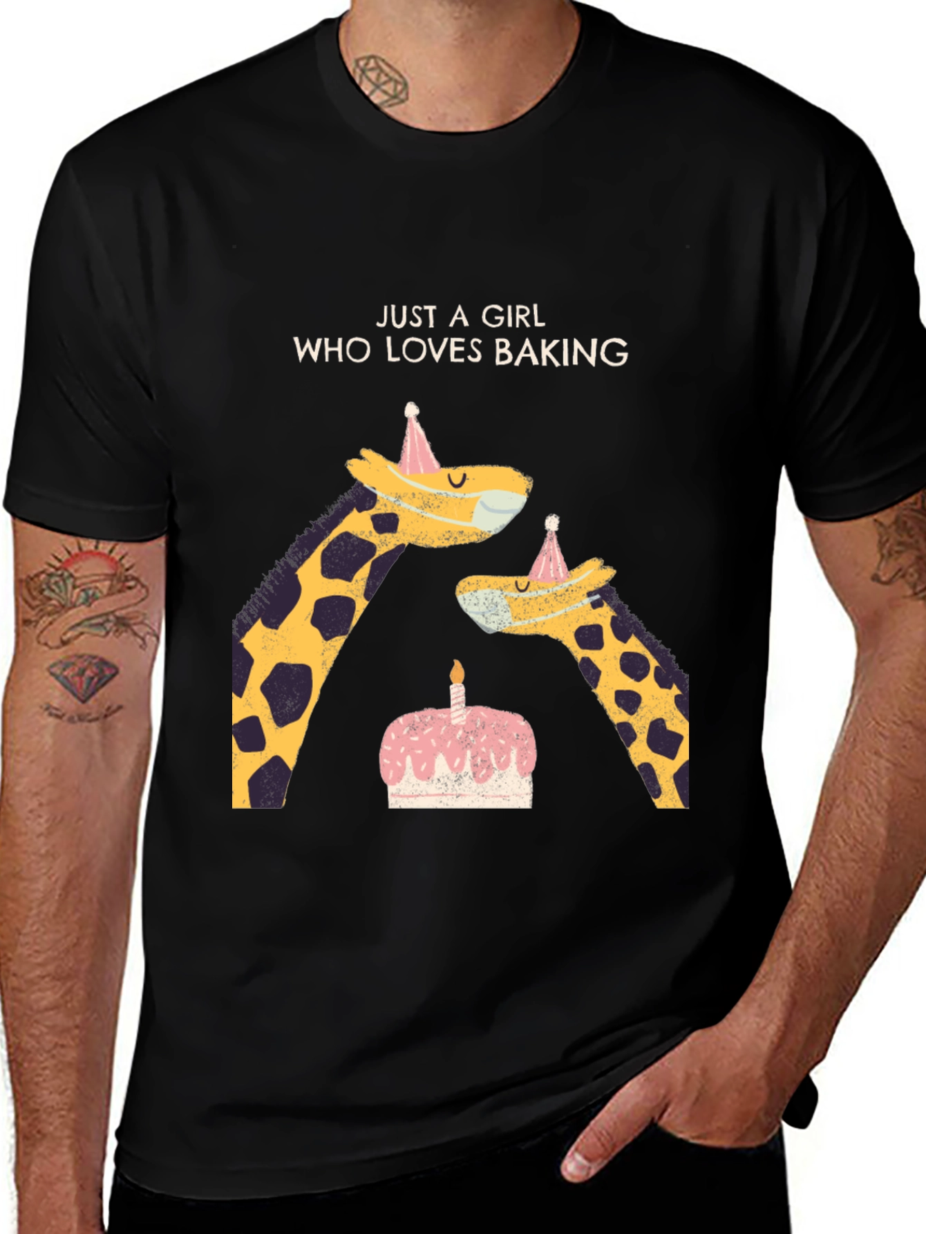 Variant 10 of Giraffe Baking Lover Black T-Shirt