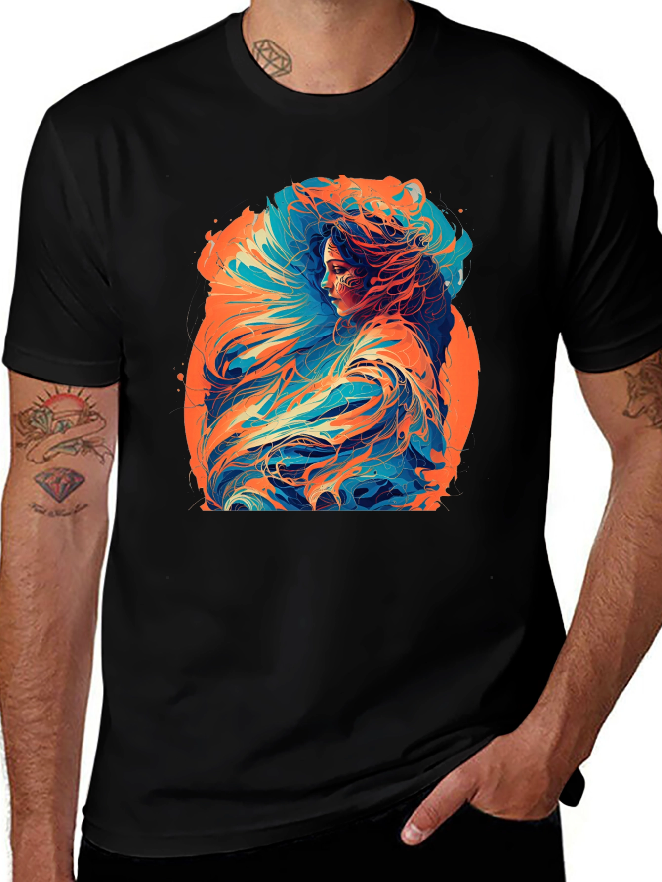 Variant 15 of Artistic Woman Graphic Black T-Shirt