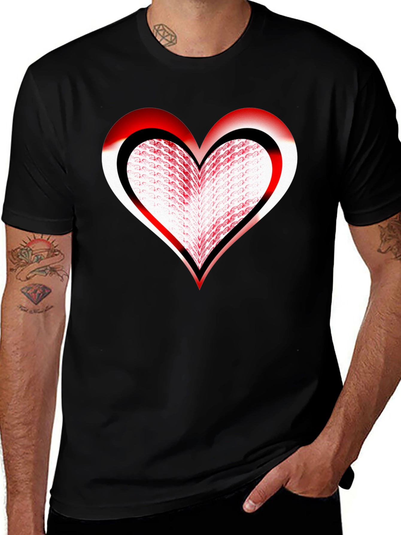 Variant 16 of Heart Design Black T-Shirt