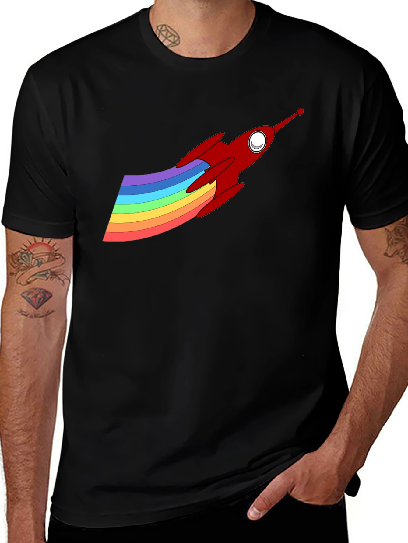 Variant 8 of Rainbow Rocket Graphic Tee - Fun & Unique Design