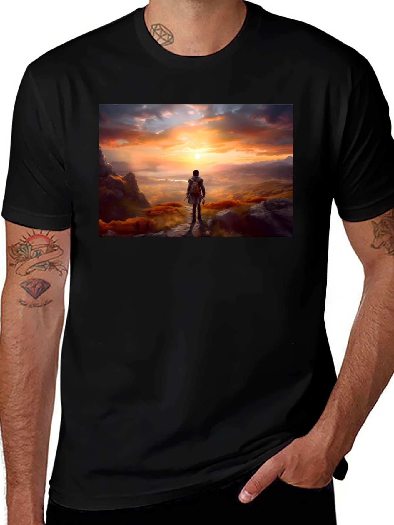 Variant 24 of Sunset Hiker Graphic Tee - Adventure Awaits