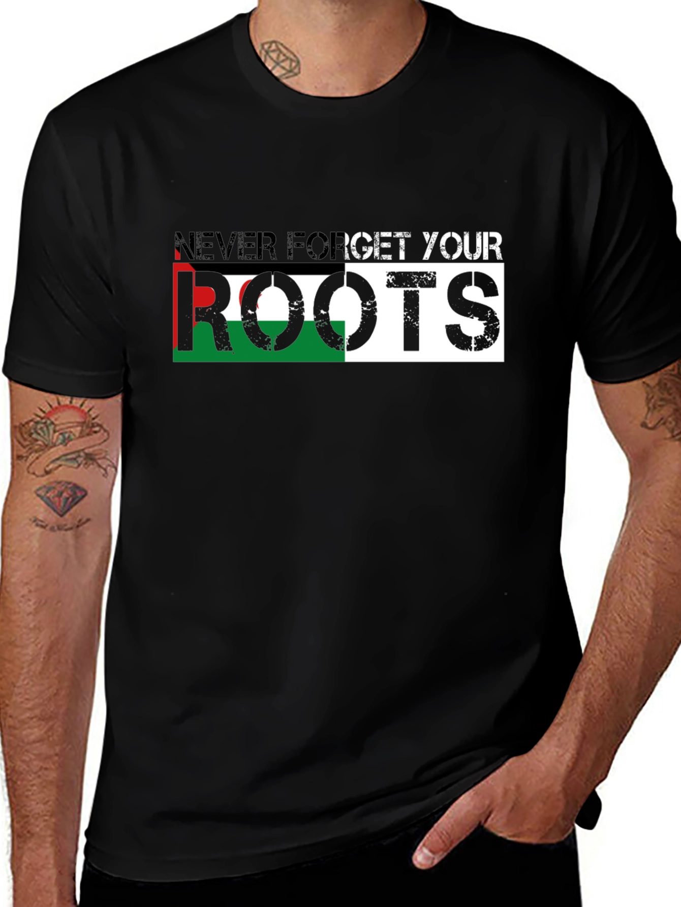 Variant 28 of Never Forget Your Roots Black T-Shirt