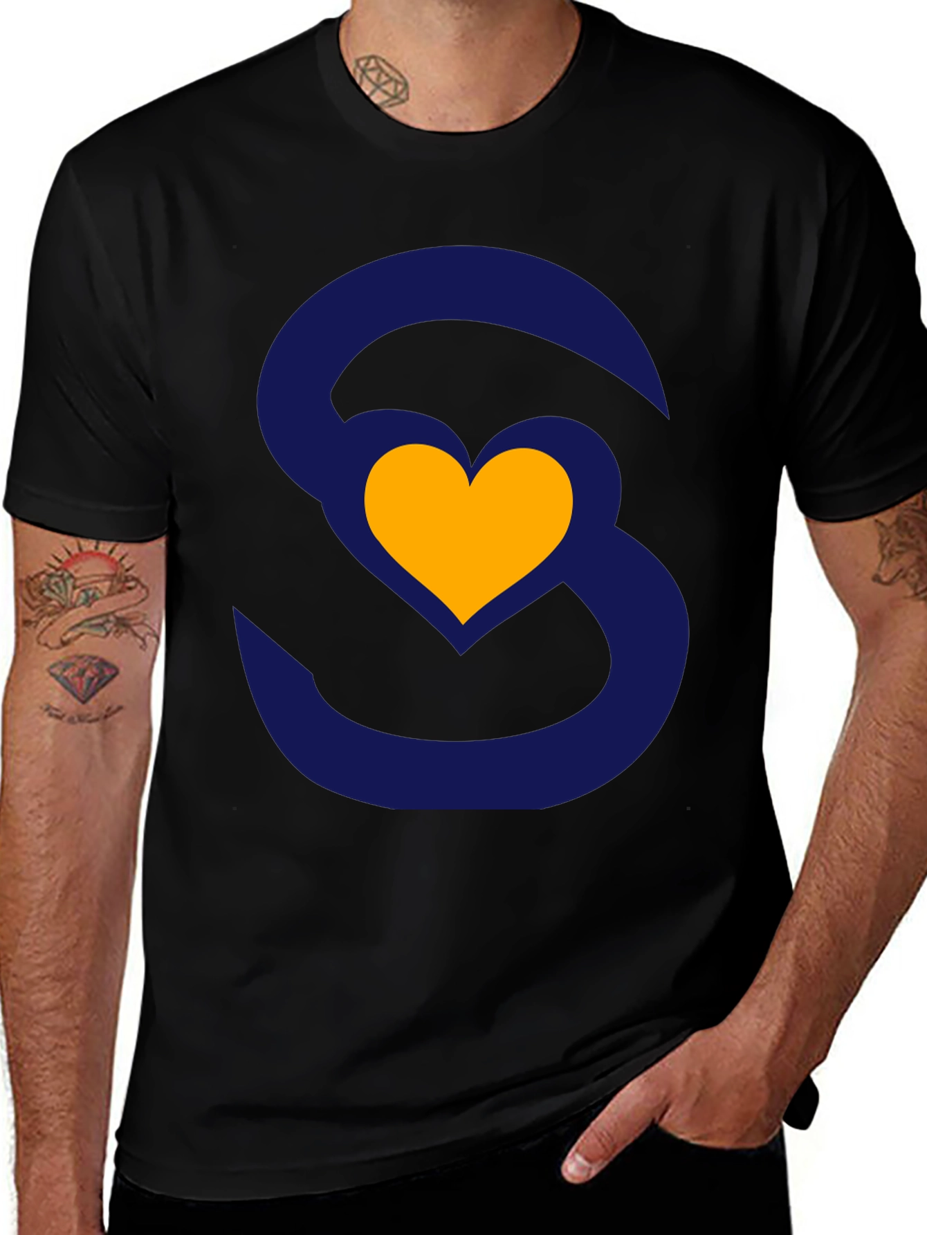 Variant 5 of Stylish Black Tee with Abstract Heart Graphic
