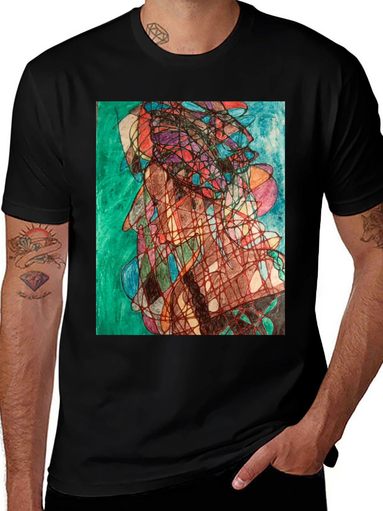 Variant 13 of Abstract Art Graphic Tee - Modern Black T-Shirt