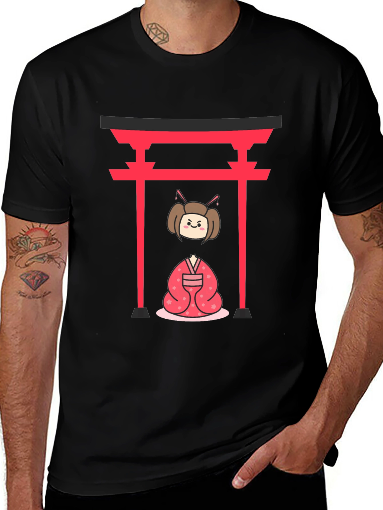 Variant 16 of Japanese Geisha T-Shirt - Black