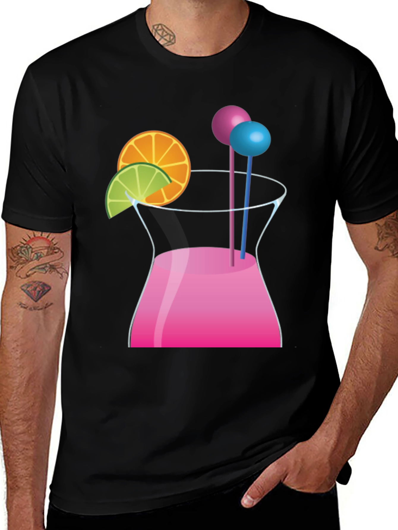 Cocktail Graphic Black T-Shirt