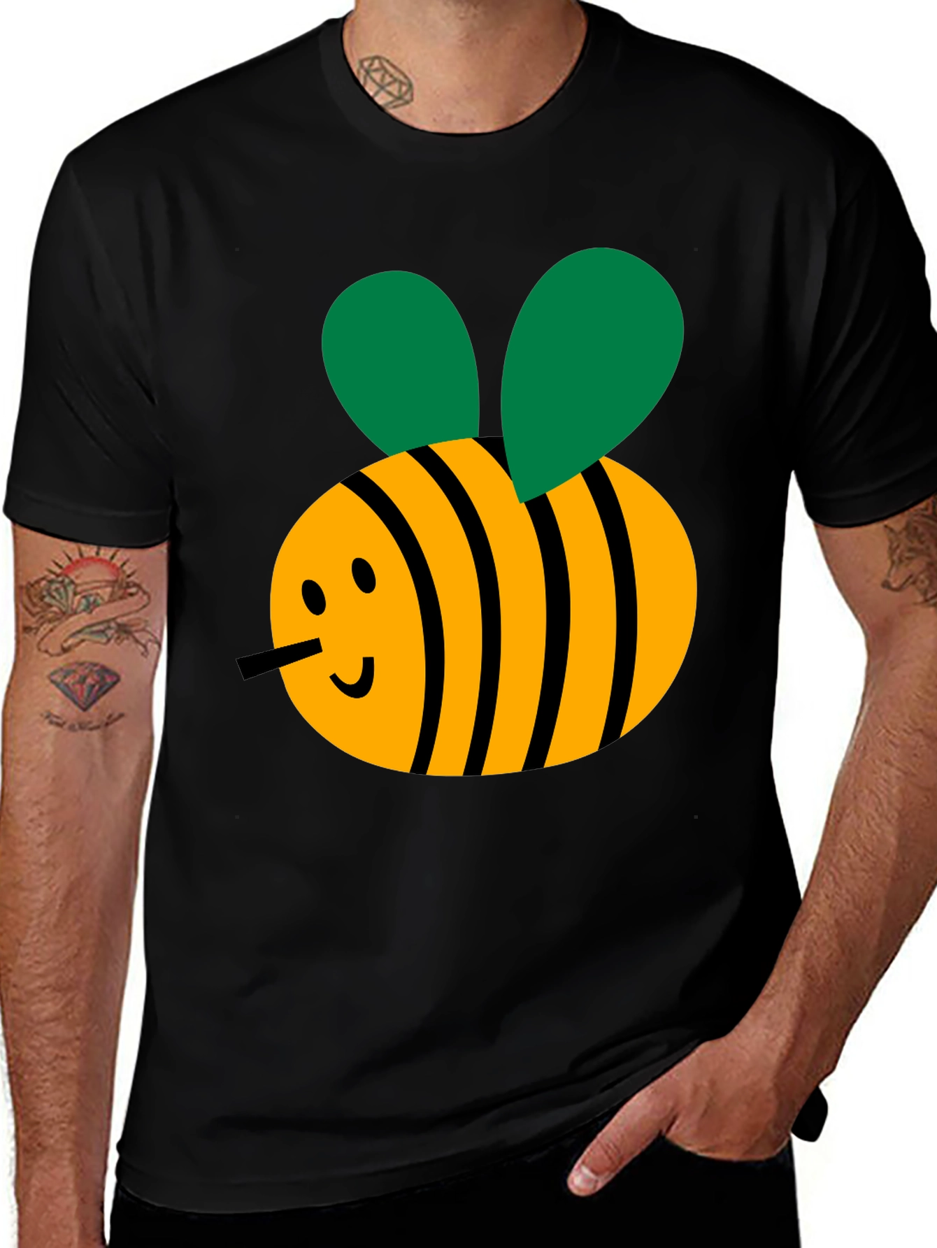 Variant 3 of Bee Graphic Tee - Black Cotton T-Shirt
