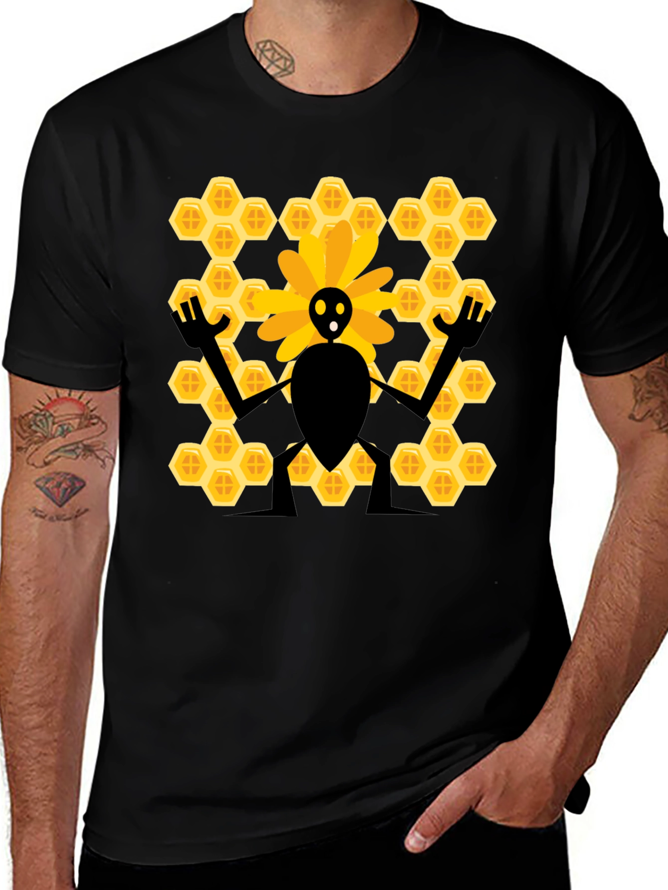 Variant 16 of Bee & Honeycomb Graphic T-Shirt - Unisex