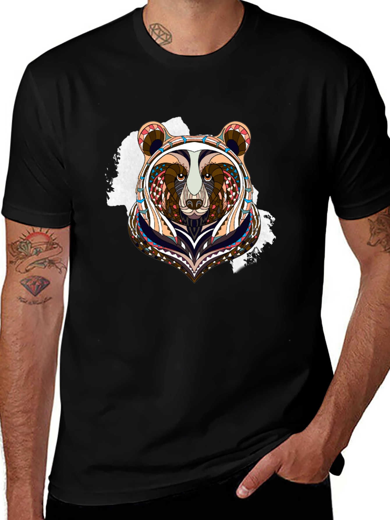 Variant 11 of Bear Graphic Tee - Unique Tribal Design