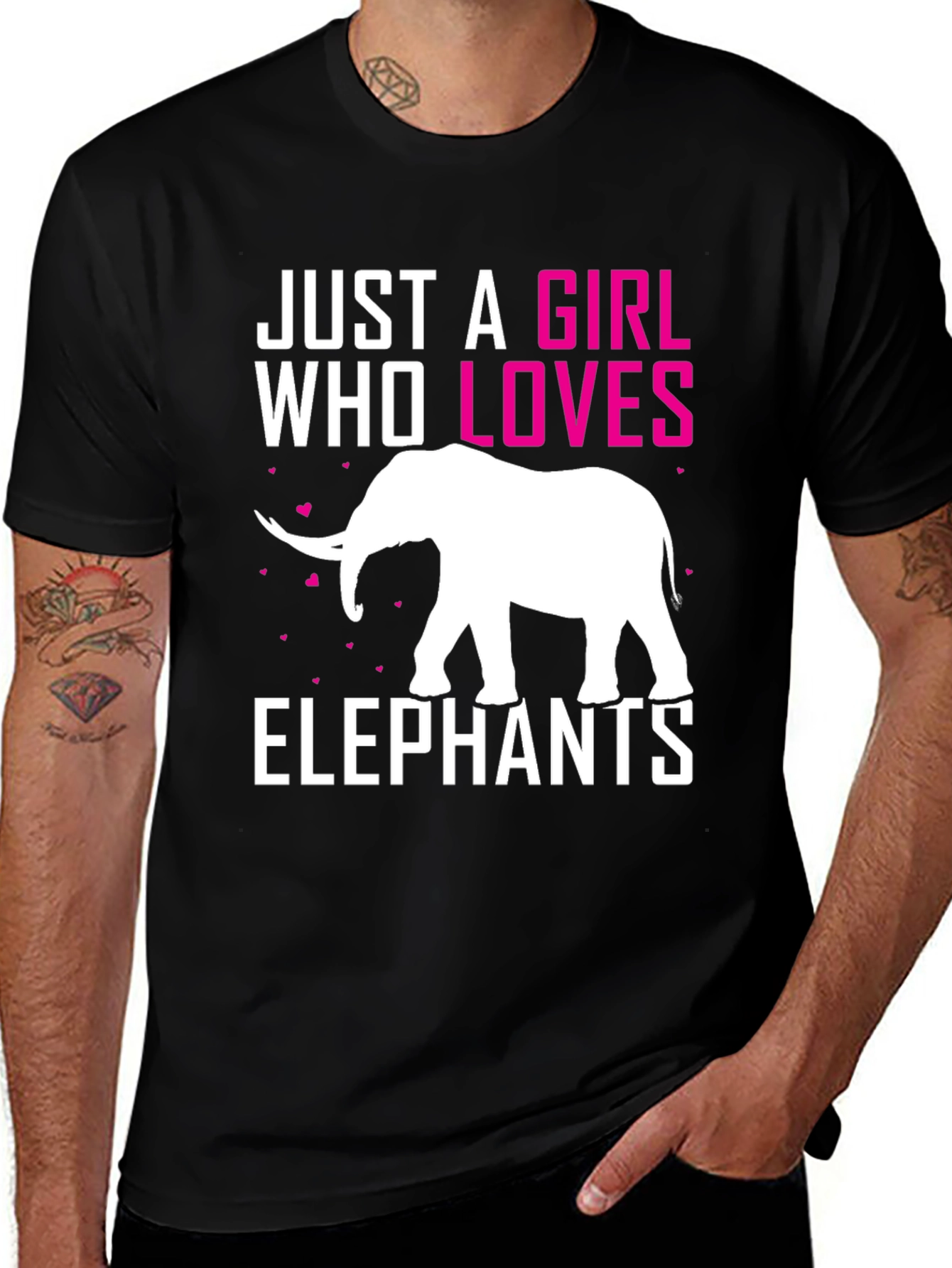 Black Just a Girl Who Loves Elephants T-Shirt main image