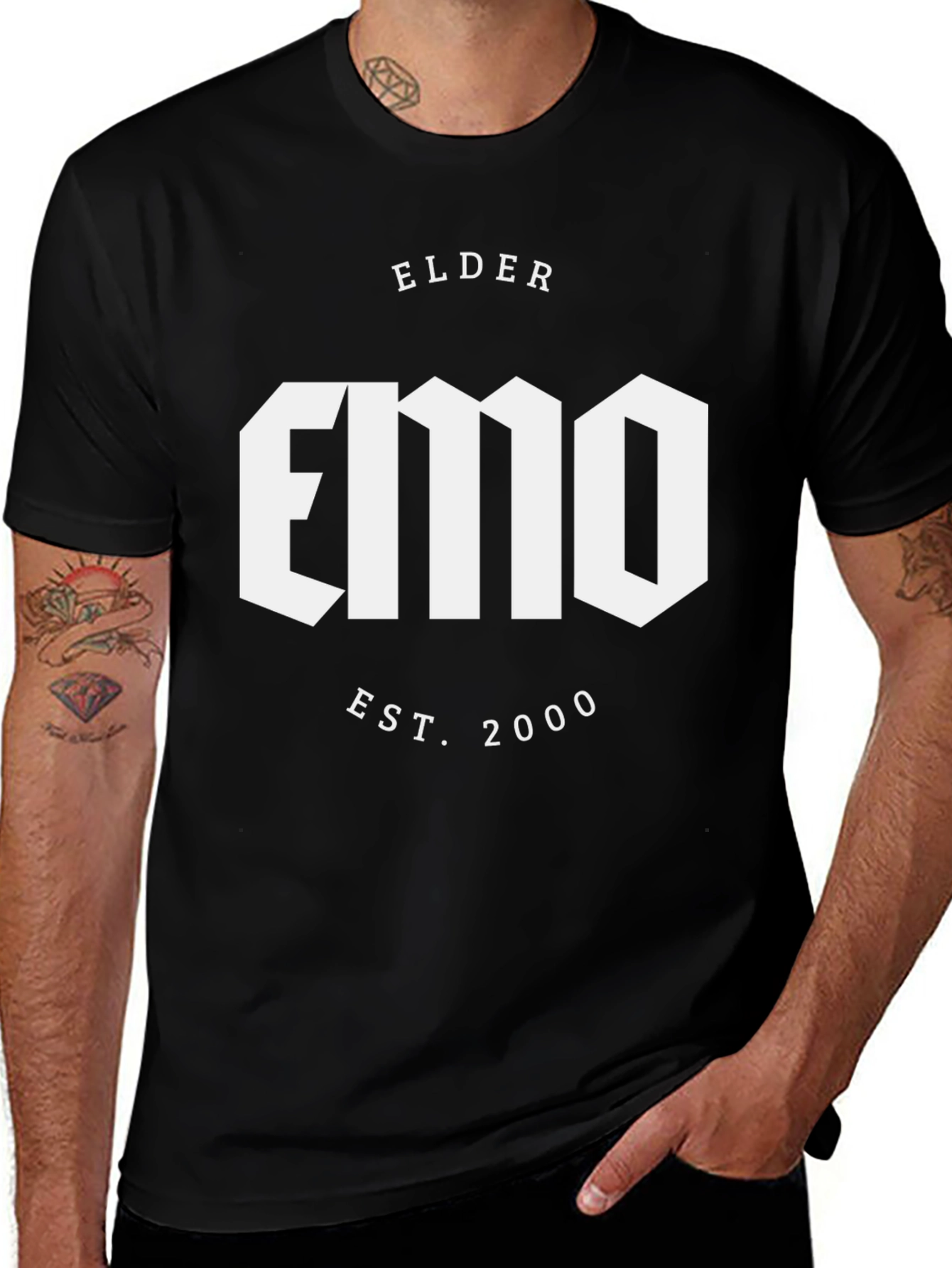 Variant 20 of Elder Emo Est. 2000 Black Graphic Tee
