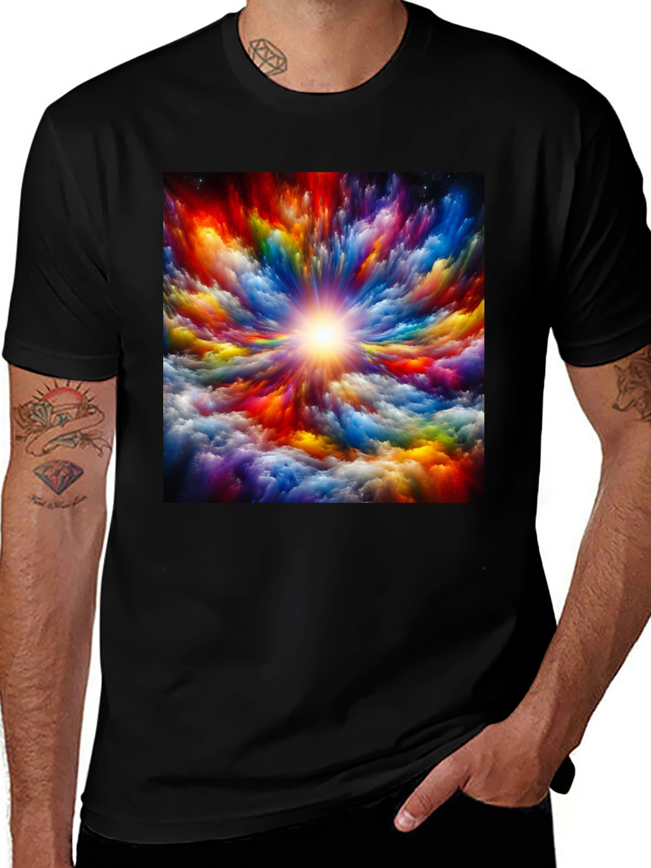 Variant 16 of Colorful Abstract Art Print Black T-Shirt
