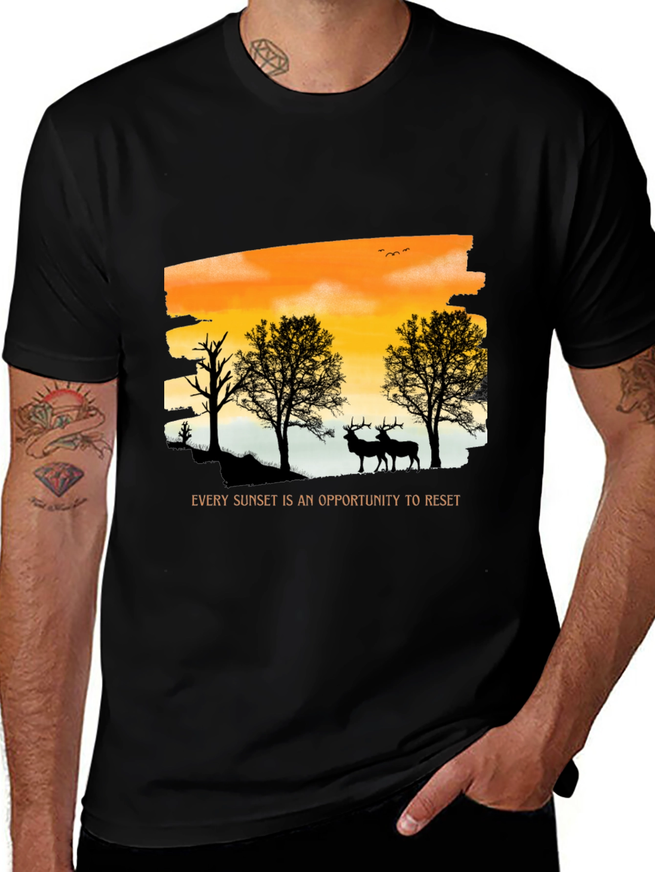 Variant 13 of Sunset Elk Silhouette T-Shirt