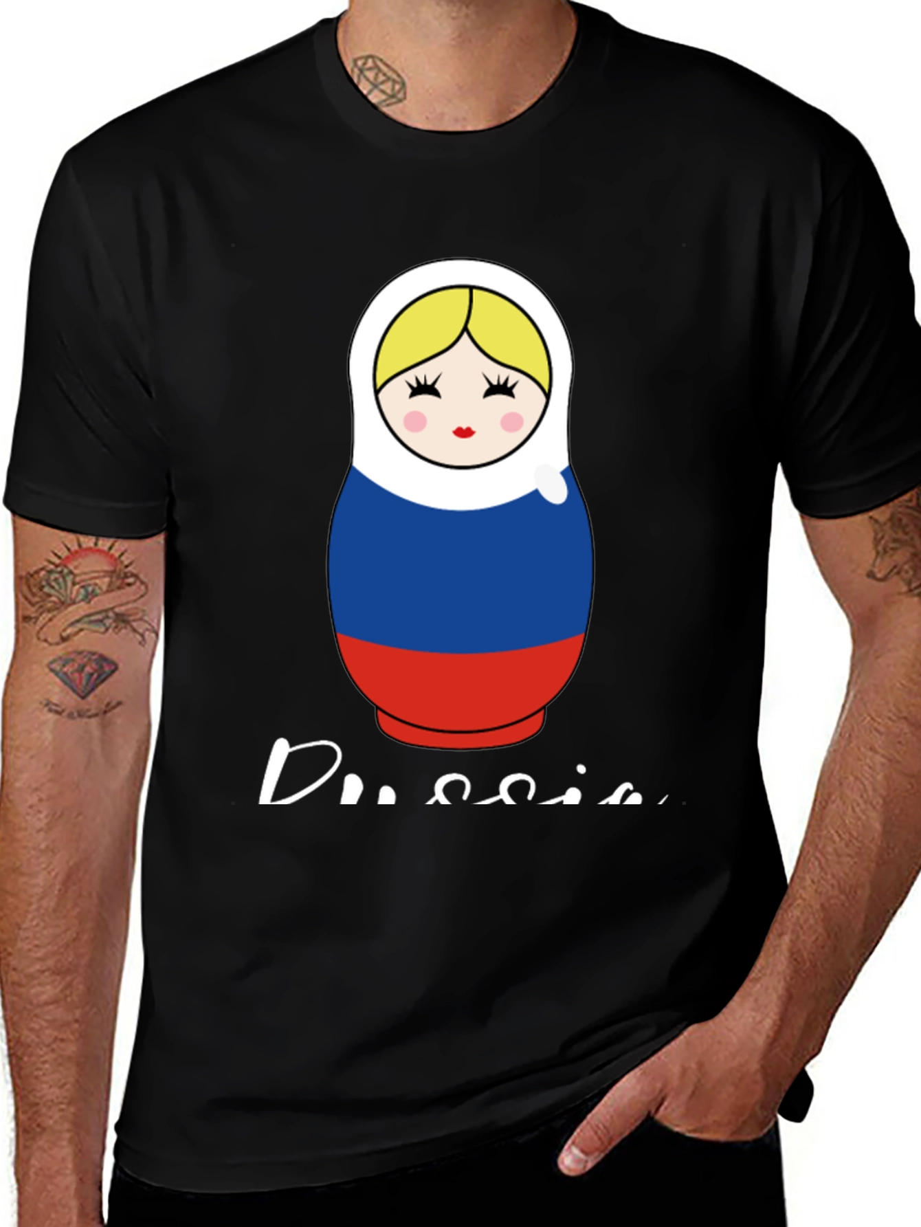 Variant 3 of Matryoshka Doll Russia Flag Graphic Tee