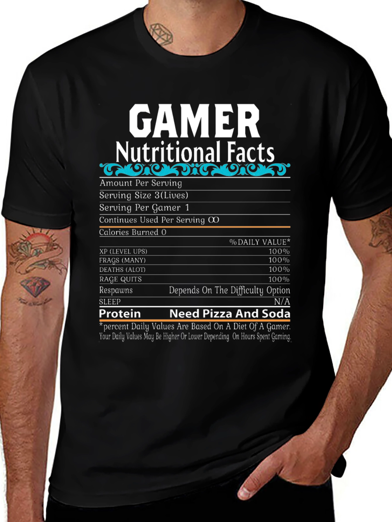 Variant 11 of Gamer Nutritional Facts T-Shirt - Funny Gaming Tee