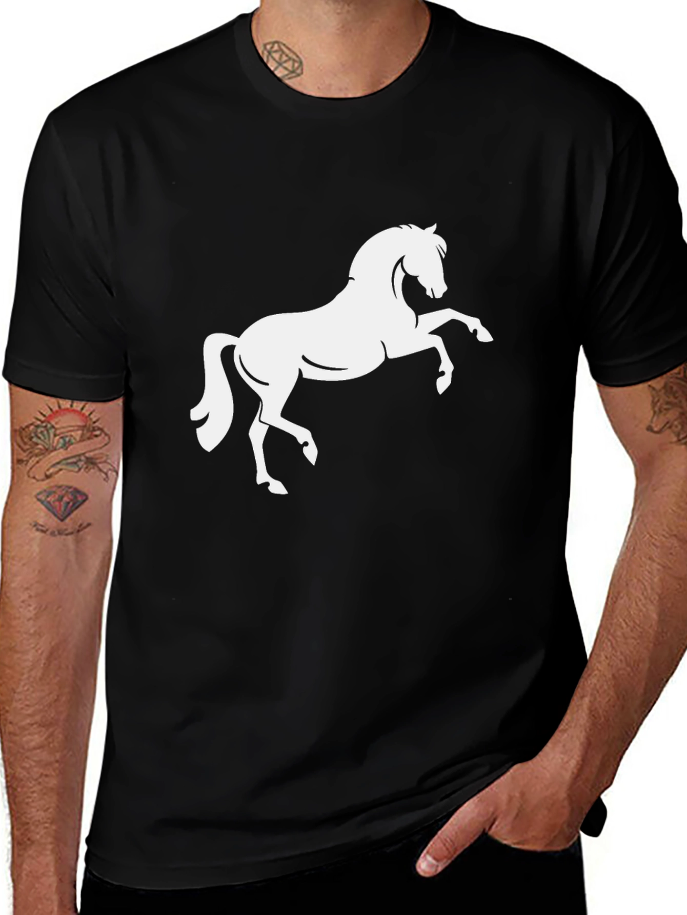 Variant 24 of Black T-Shirt with Horse Graphic