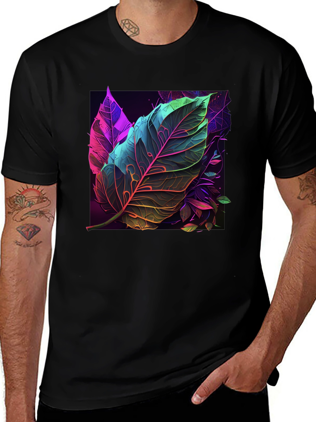 Variant 23 of Neon Leaf Graphic T-Shirt - Bold & Vibrant
