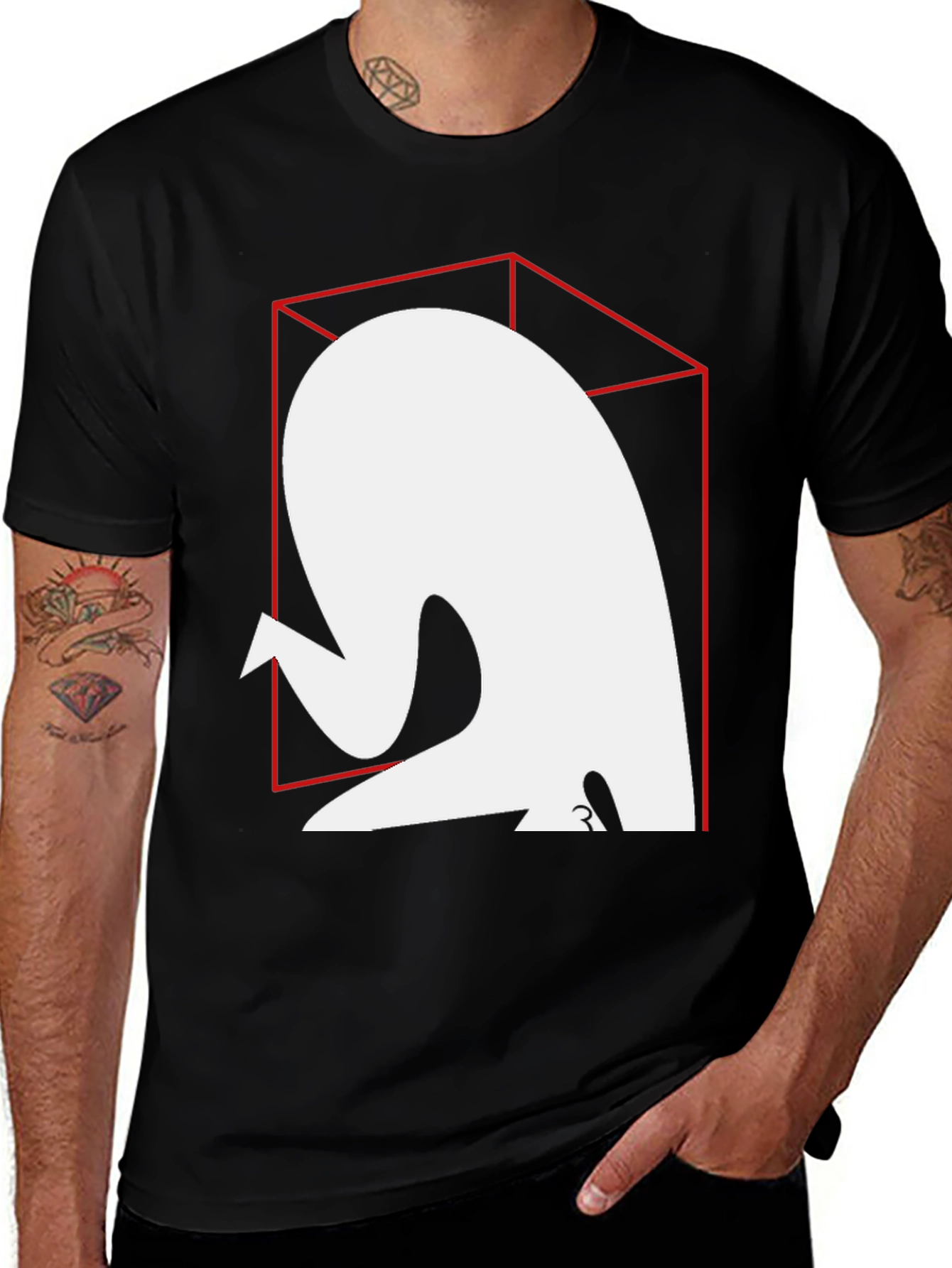 Variant 20 of Abstract Graphic Tee - Red Cube Design