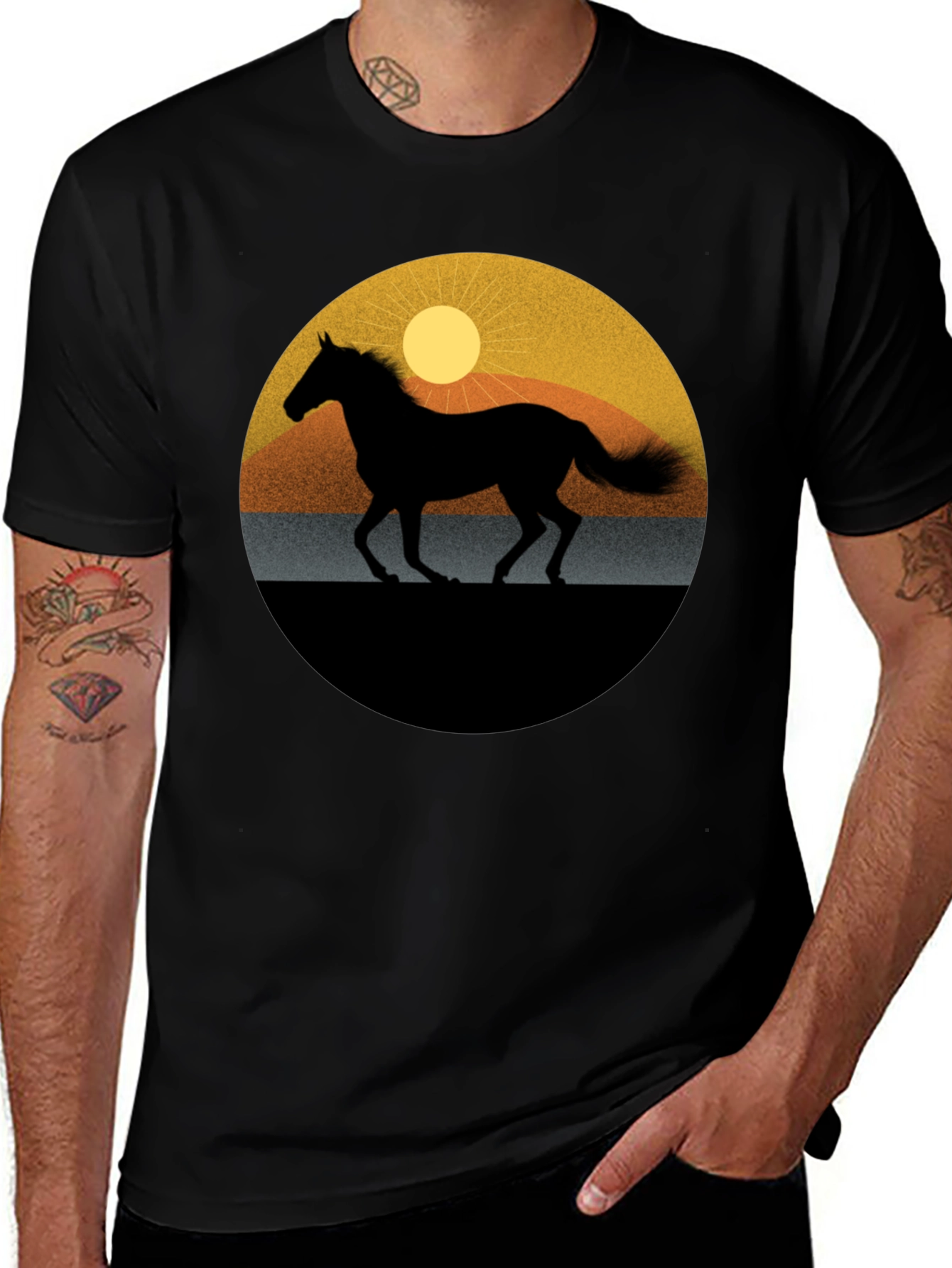 Variant 2 of Horse Silhouette Graphic Tee - Sunset Design