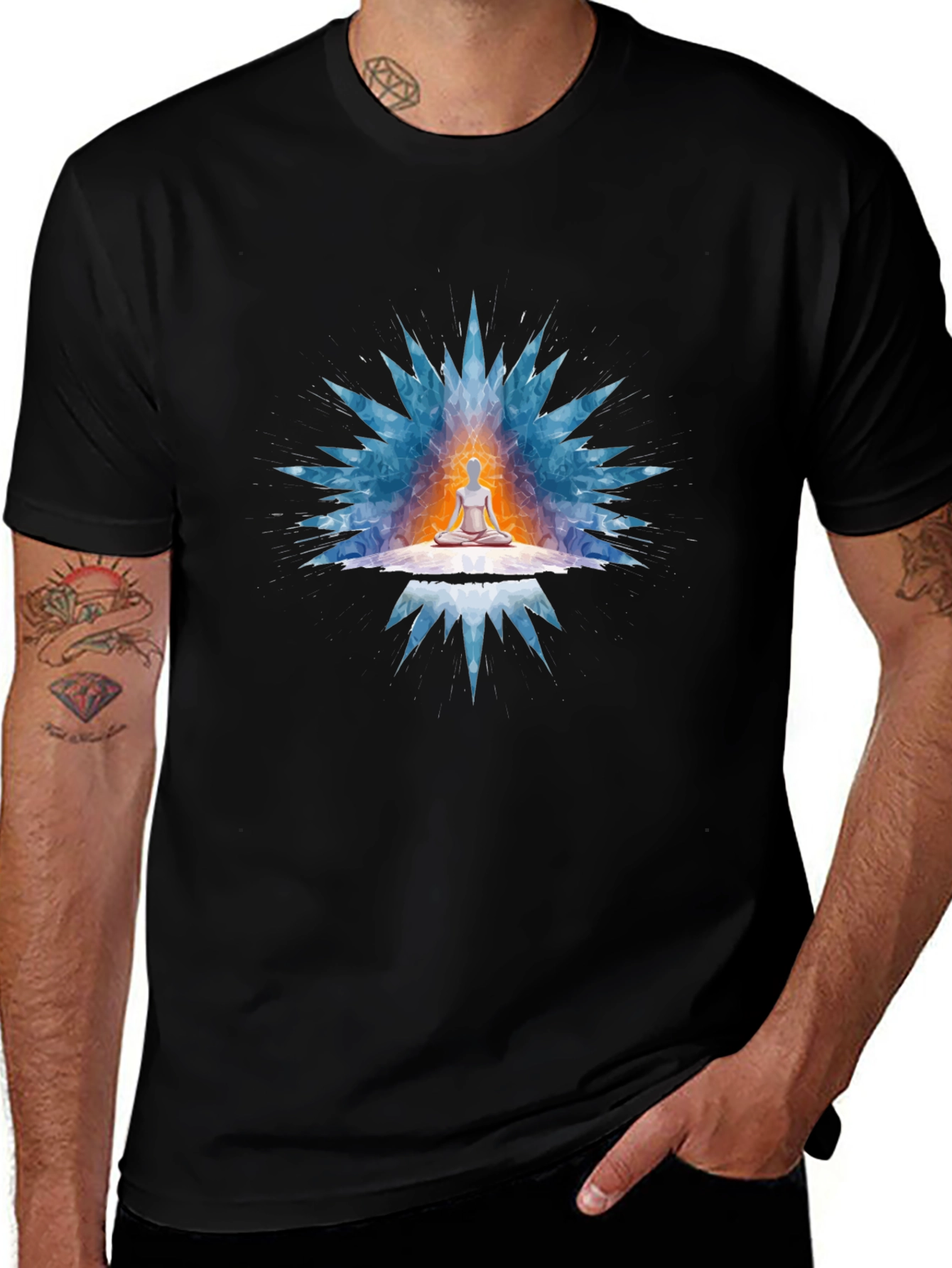 Meditative Aura Graphic Tee - Unisex Black T-Shirt