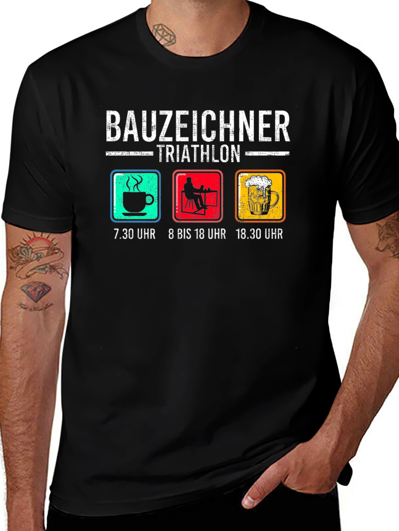 Variant 2 of Bauzeichner Triathlon Black T-Shirt