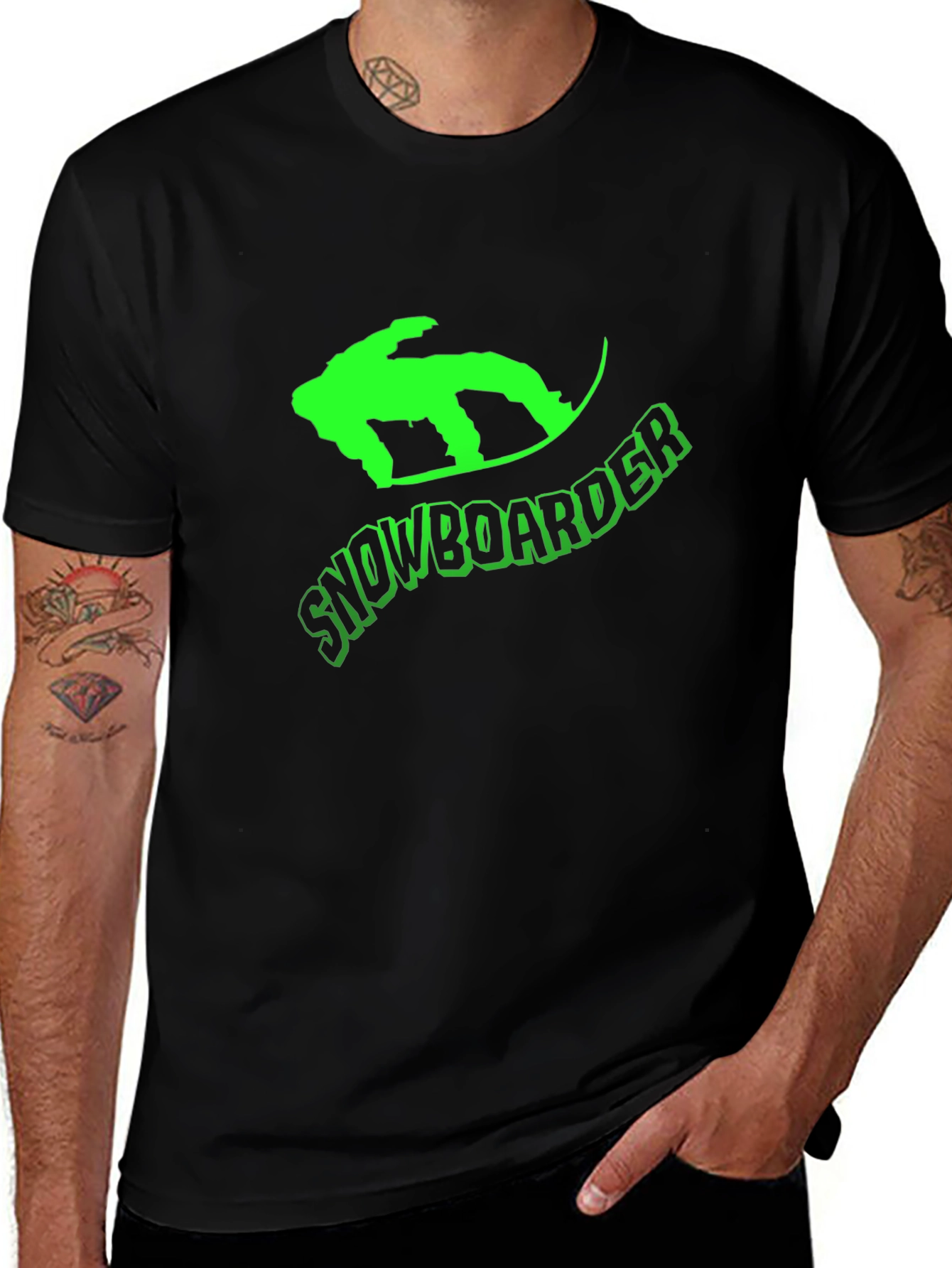 Variant 4 of Snowboarder Graphic T-Shirt - Black
