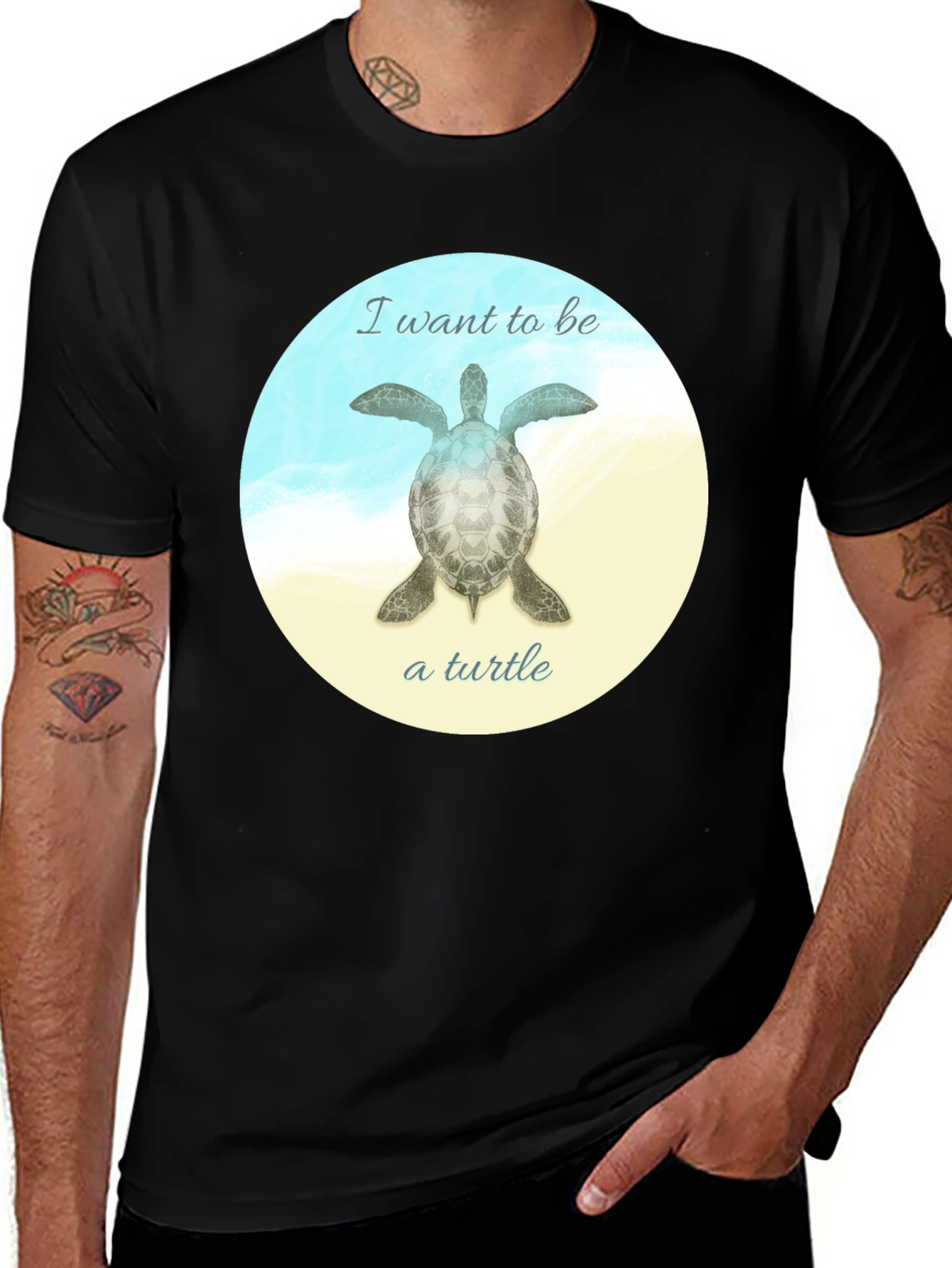 Variant 21 of I Want to Be a Turtle T-Shirt - Black