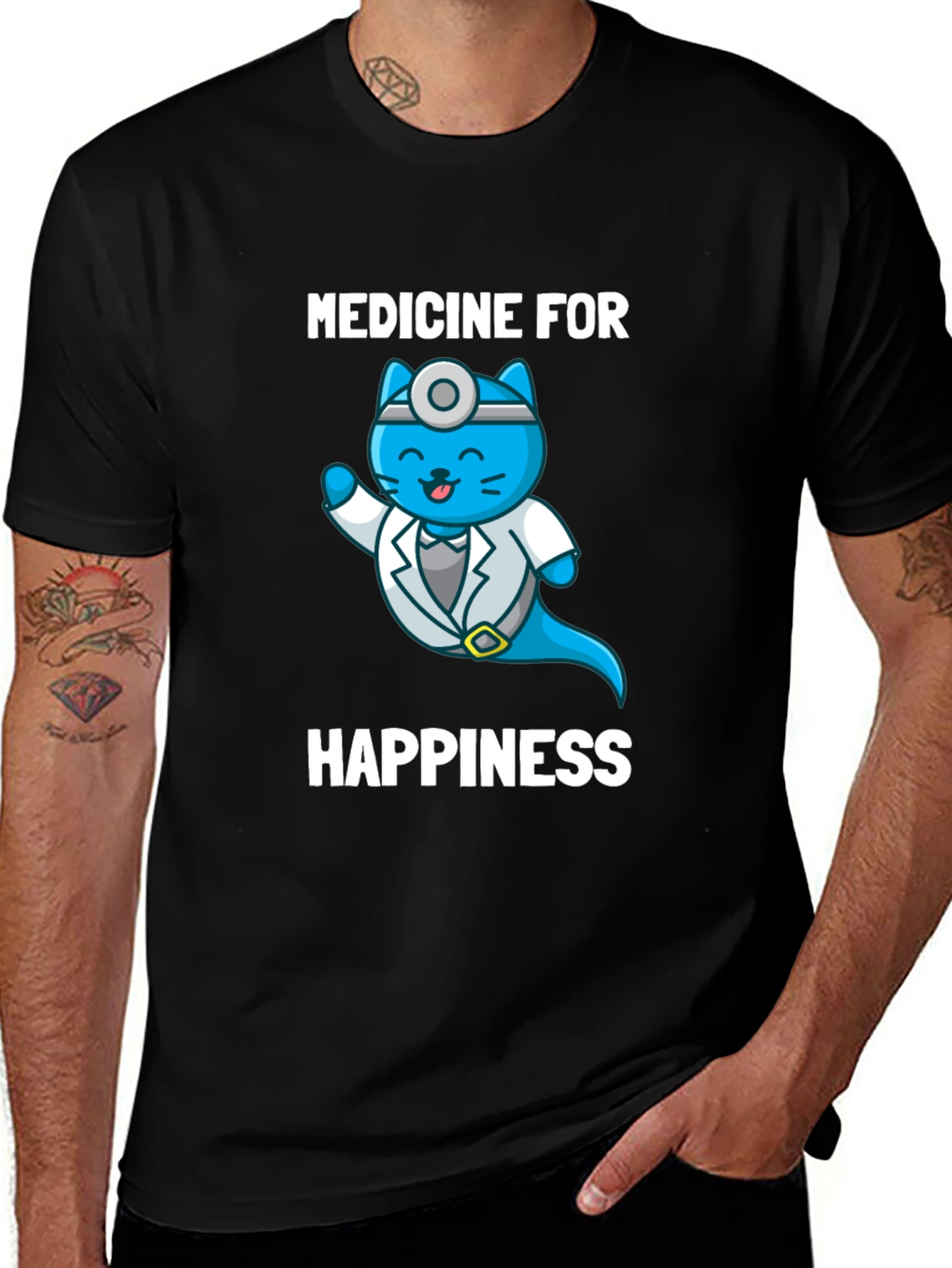 Variant 16 of Medicine for Happiness Black Graphic Tee