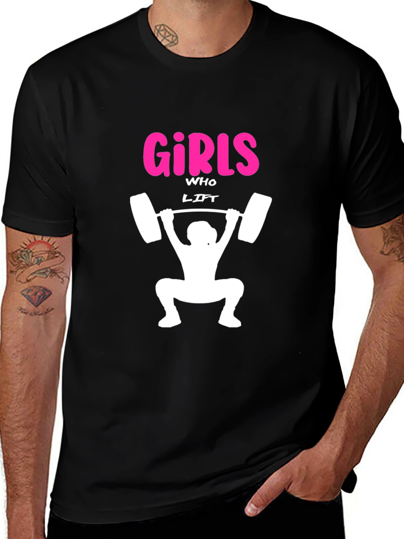 Variant 23 of Girls Who Lift Black T-Shirt