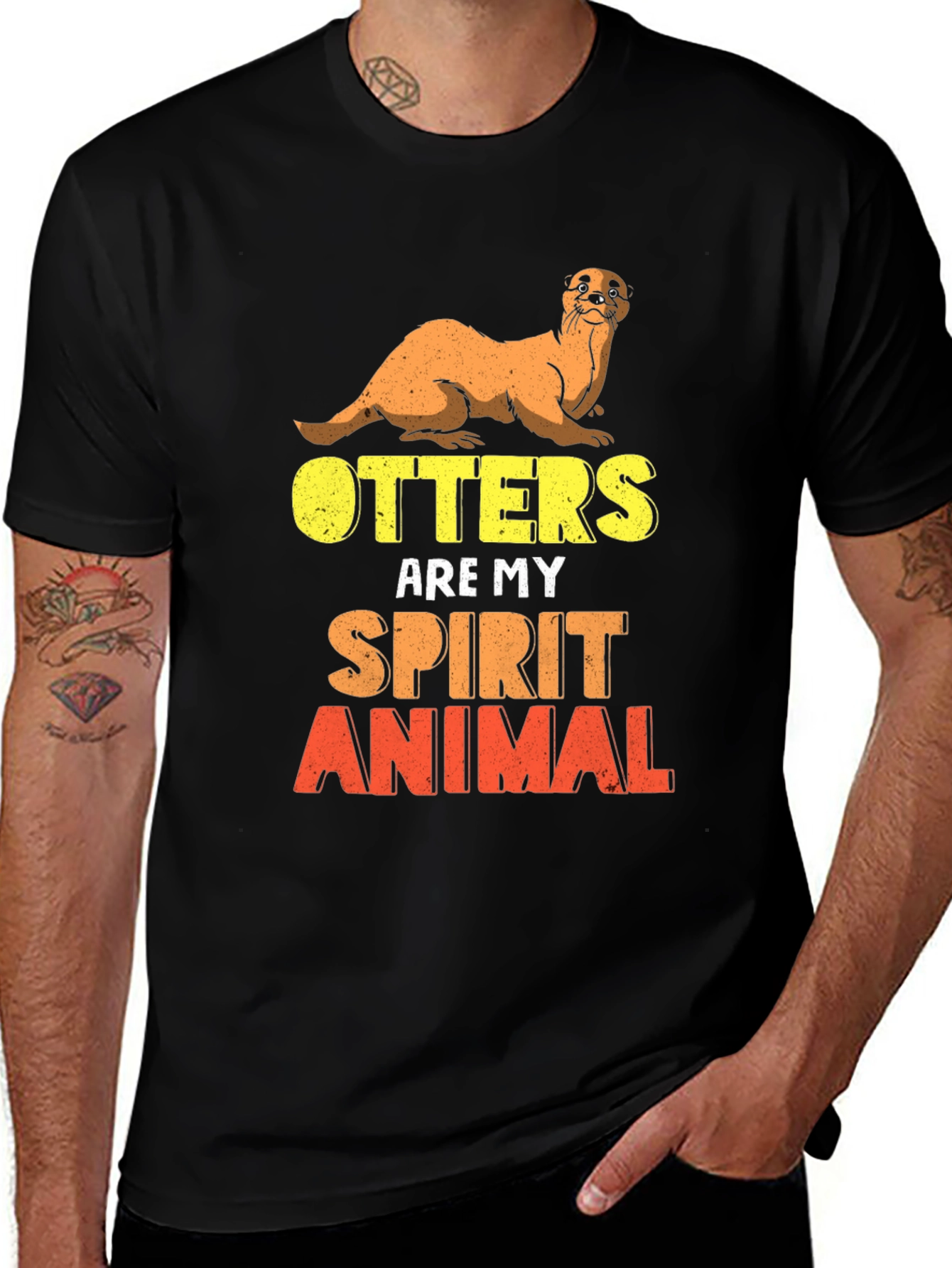 Variant 13 of Otter Spirit Animal Black T-Shirt