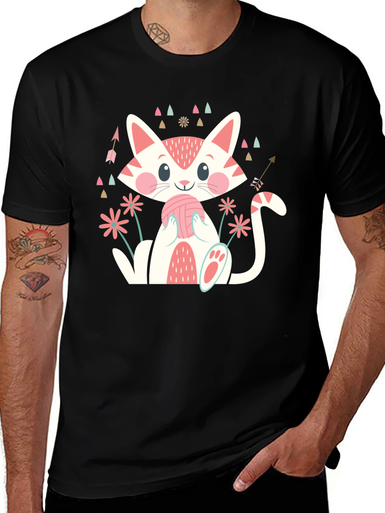 Variant 16 of Cute Cat With Yarn Ball Graphic Tee